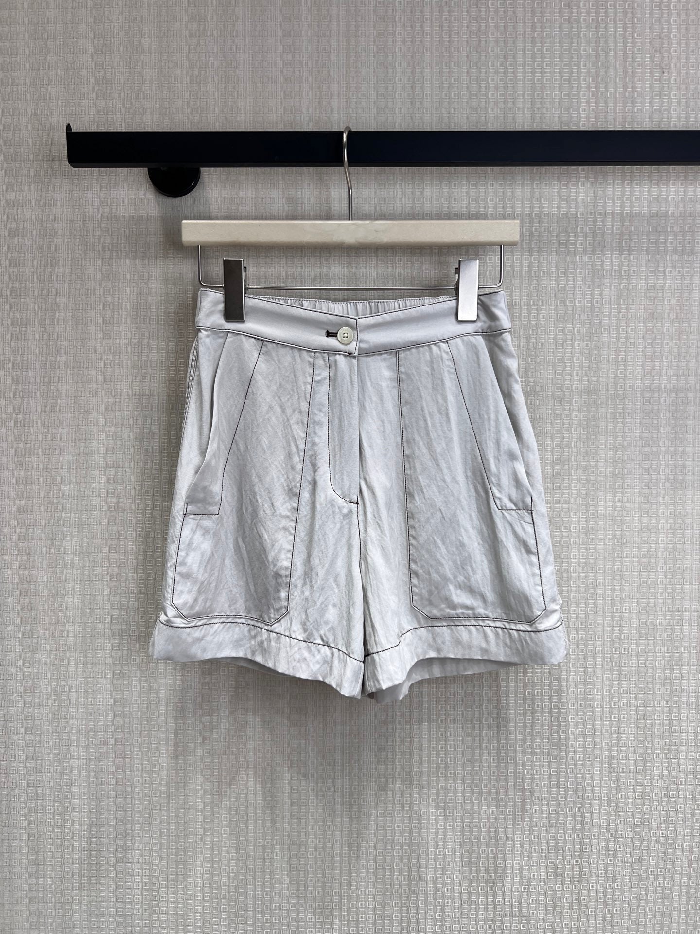 Prada Chambray Jersey Short White Grey Cotton