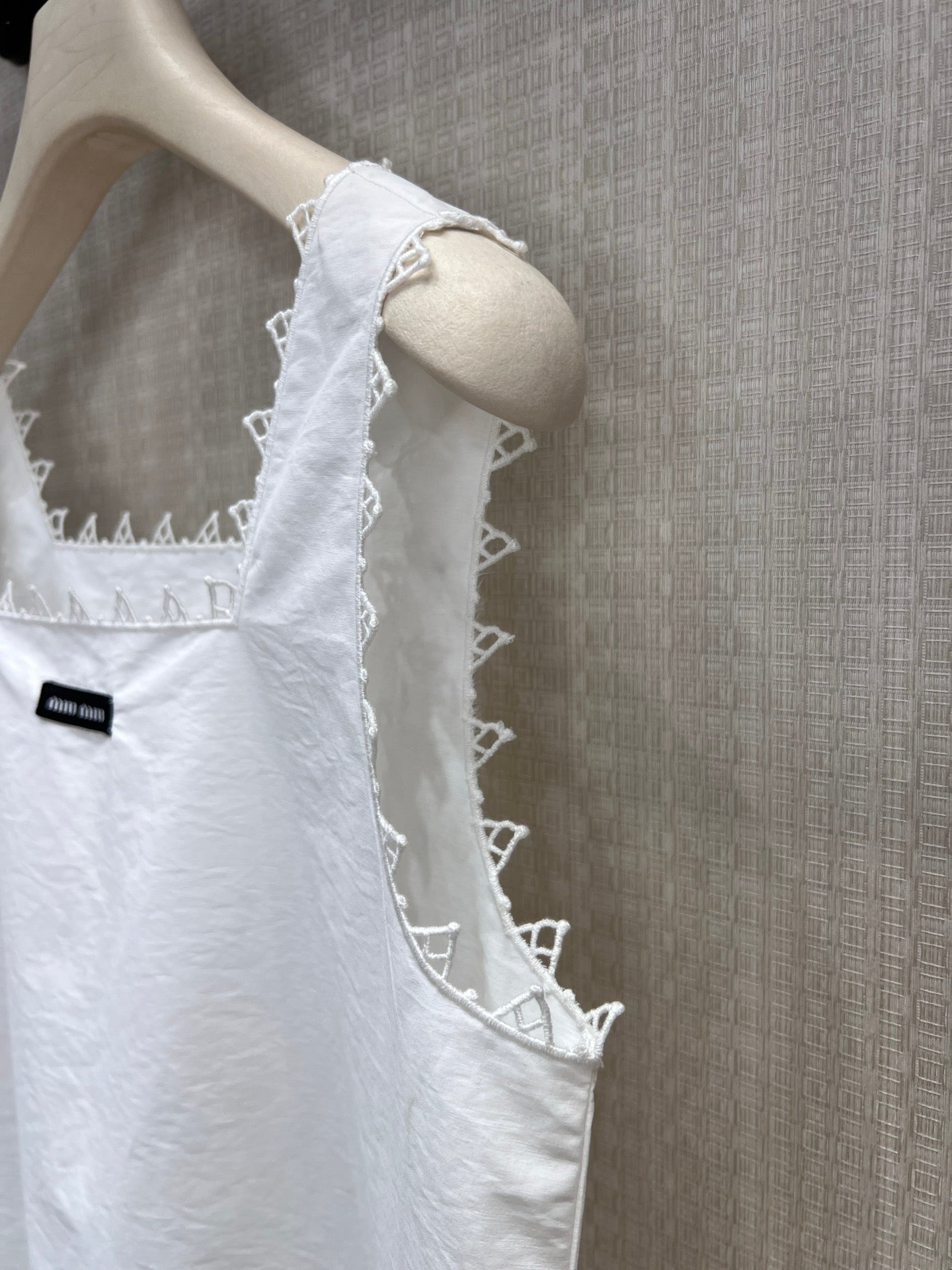 Miu Embroidered Poplin Mini-Dress White Cotton