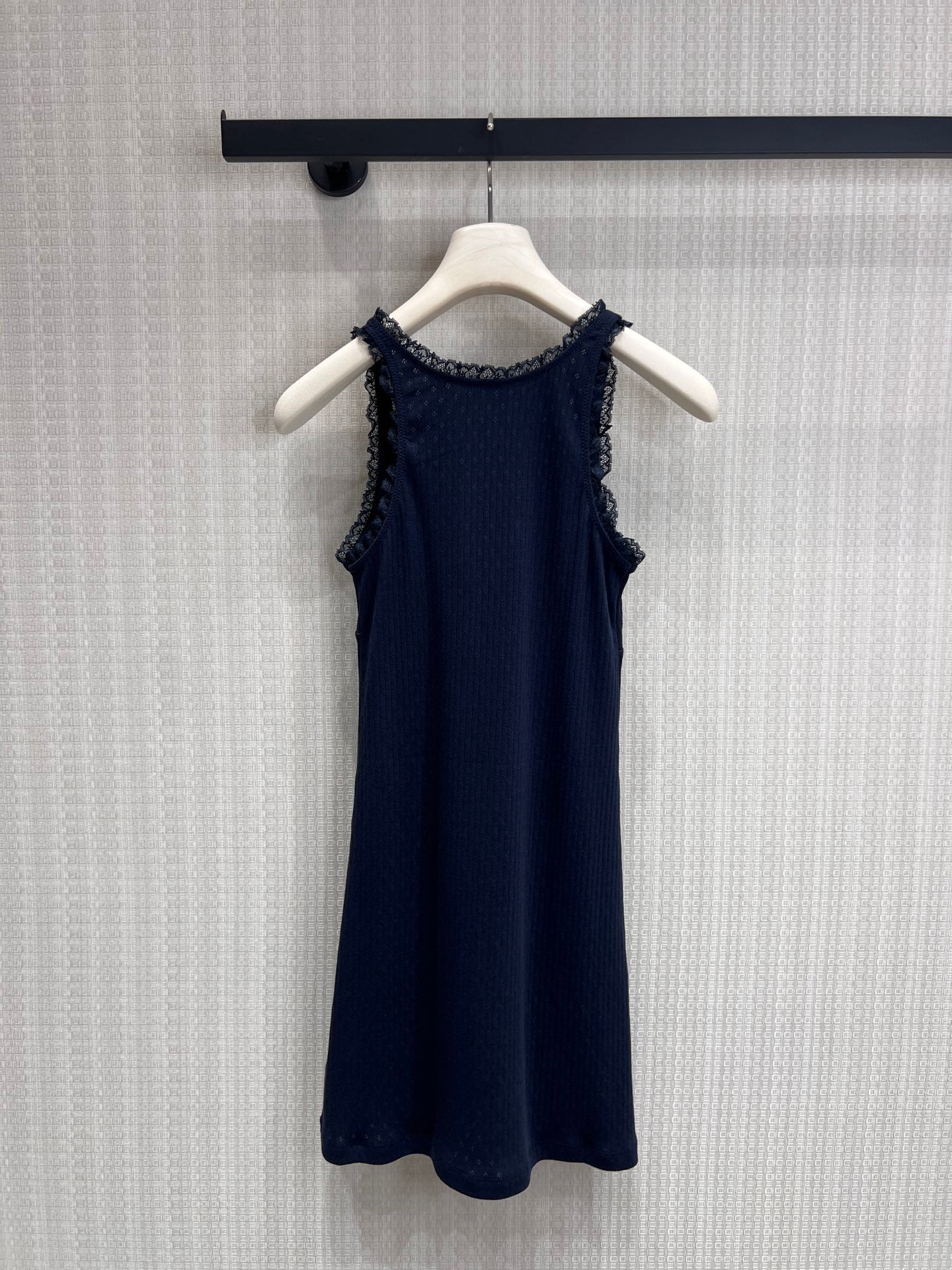 Miu Garment-Dyed Mini Dress Navy Blue Cotton