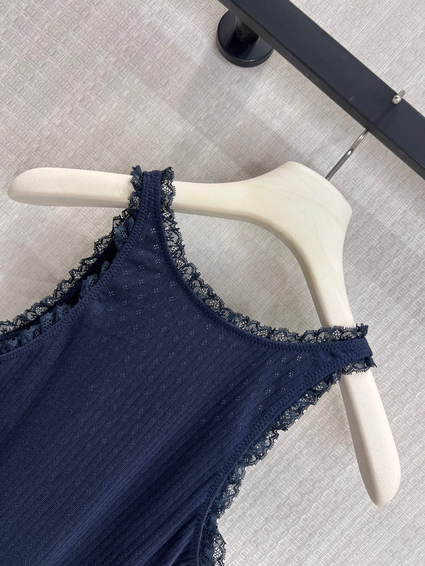Miu Garment-Dyed Mini Dress Navy Blue Cotton