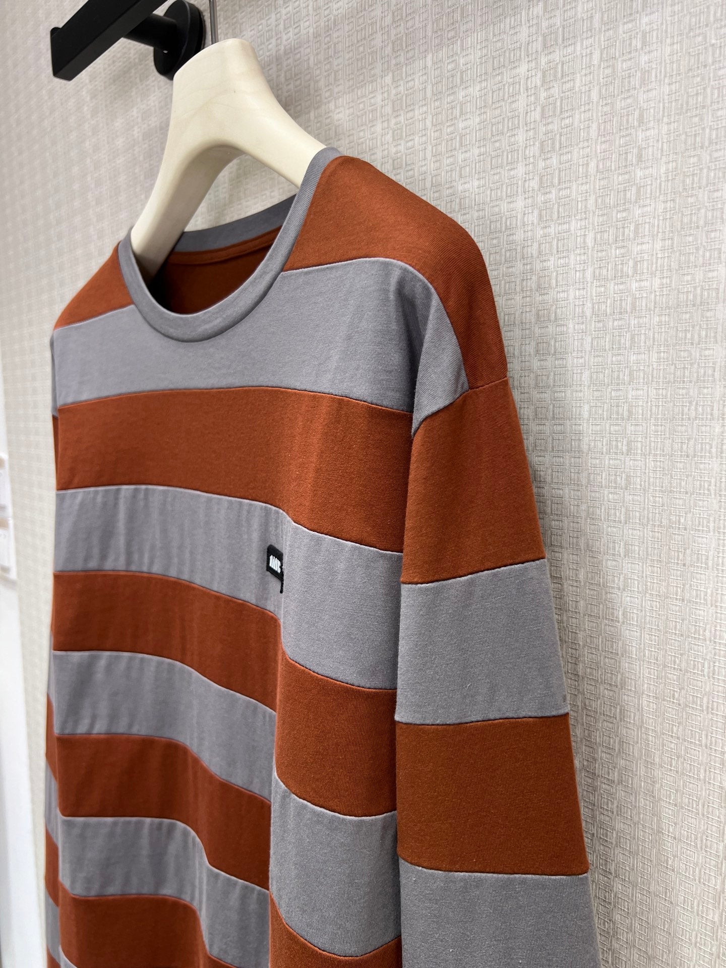 Miu Striped Jersey Sweatshirt Brown Grey Cotton