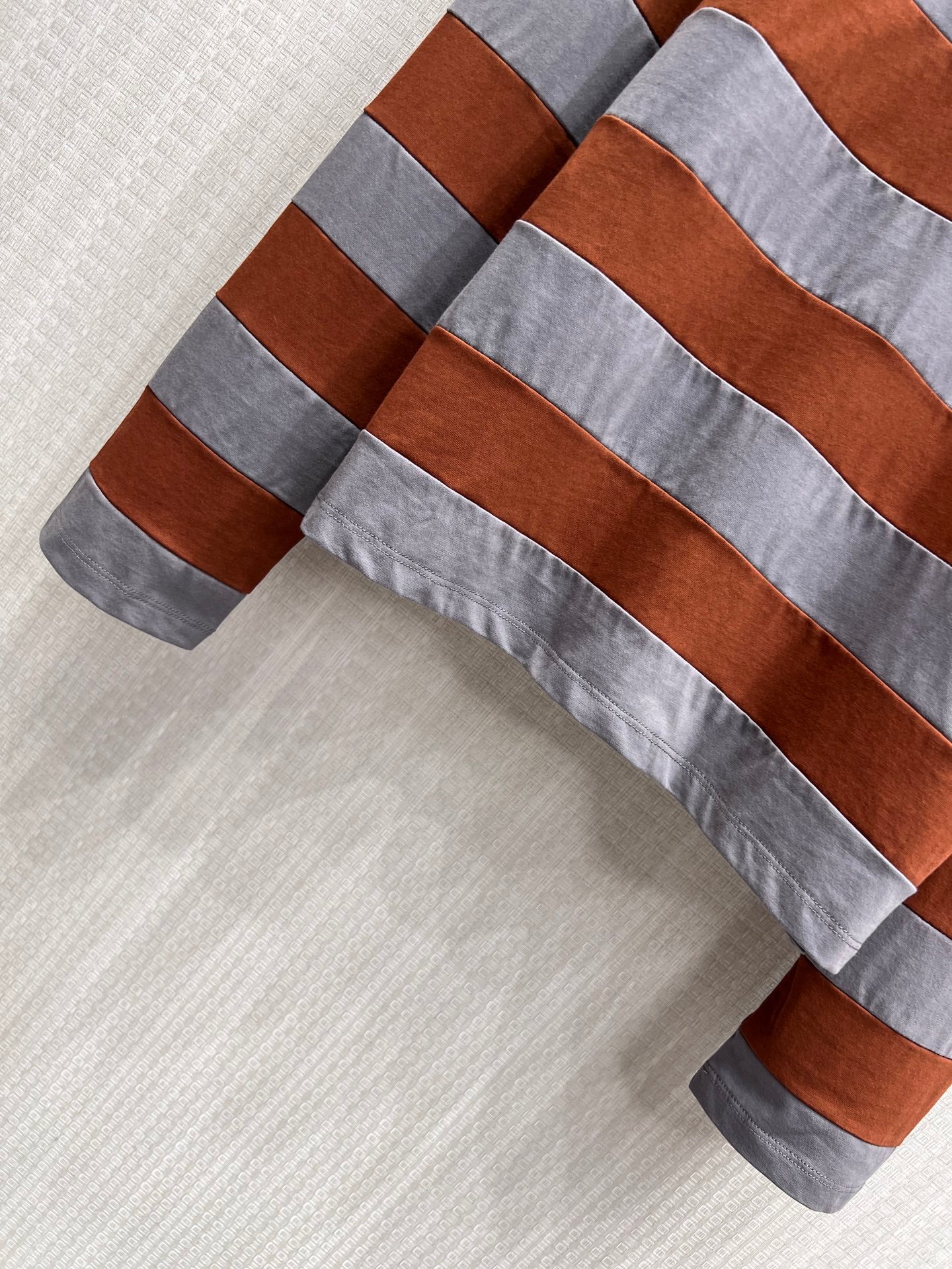 Miu Striped Jersey Sweatshirt Brown Grey Cotton