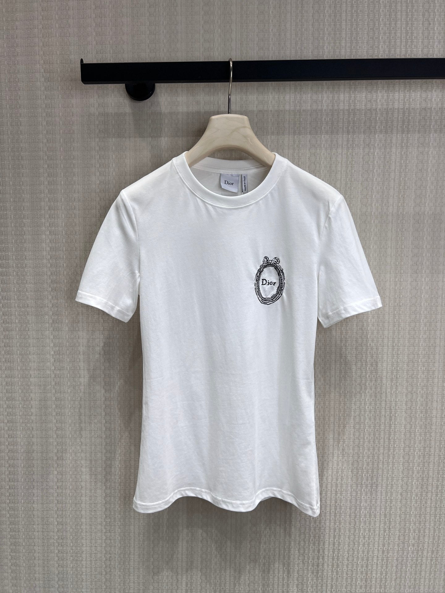 CD Fitted Médaillon Embroidered T-shirt White Cotton