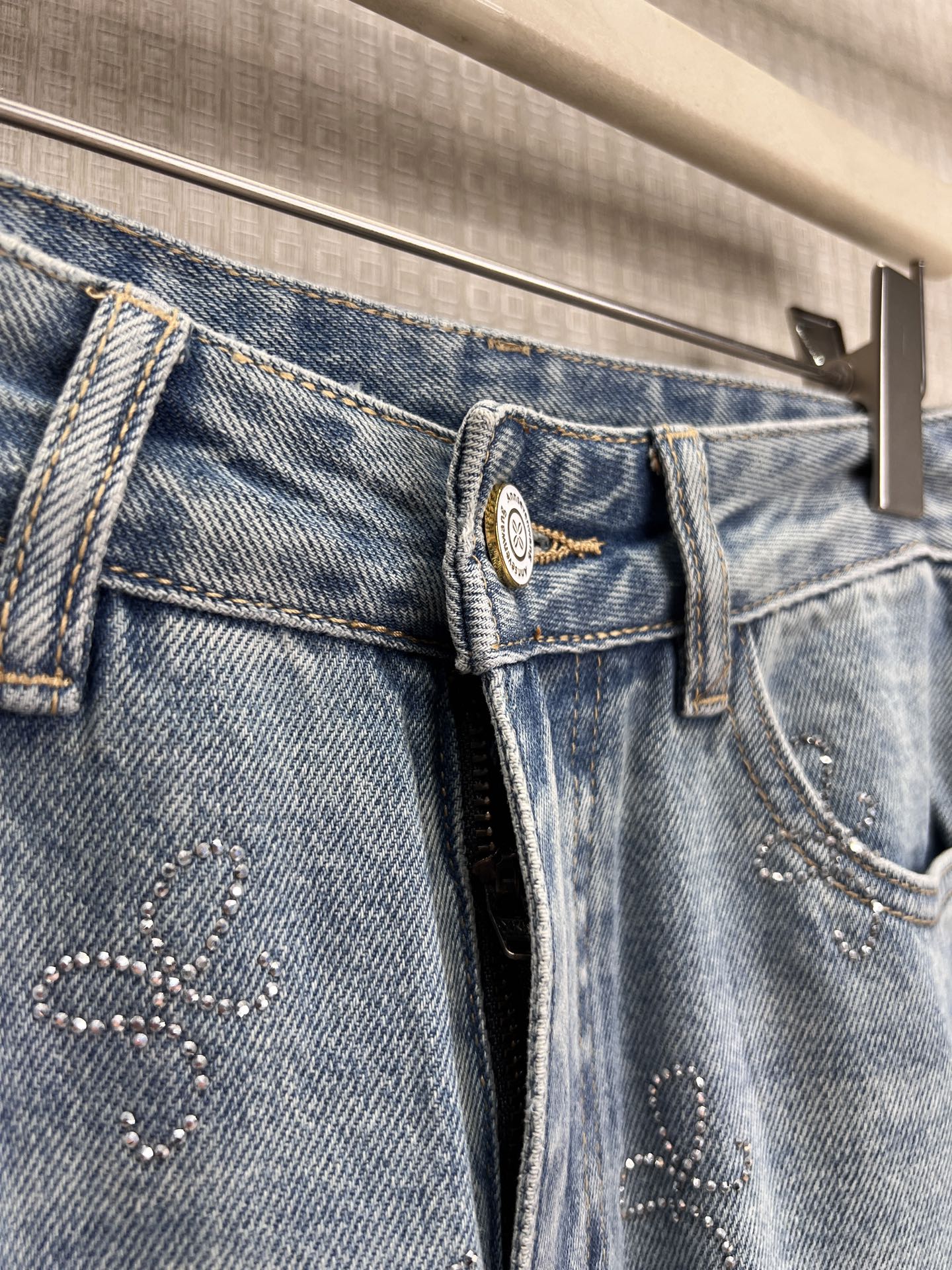 Annsevenwang Wide-Leg Jeans Light Blue Denim 370097