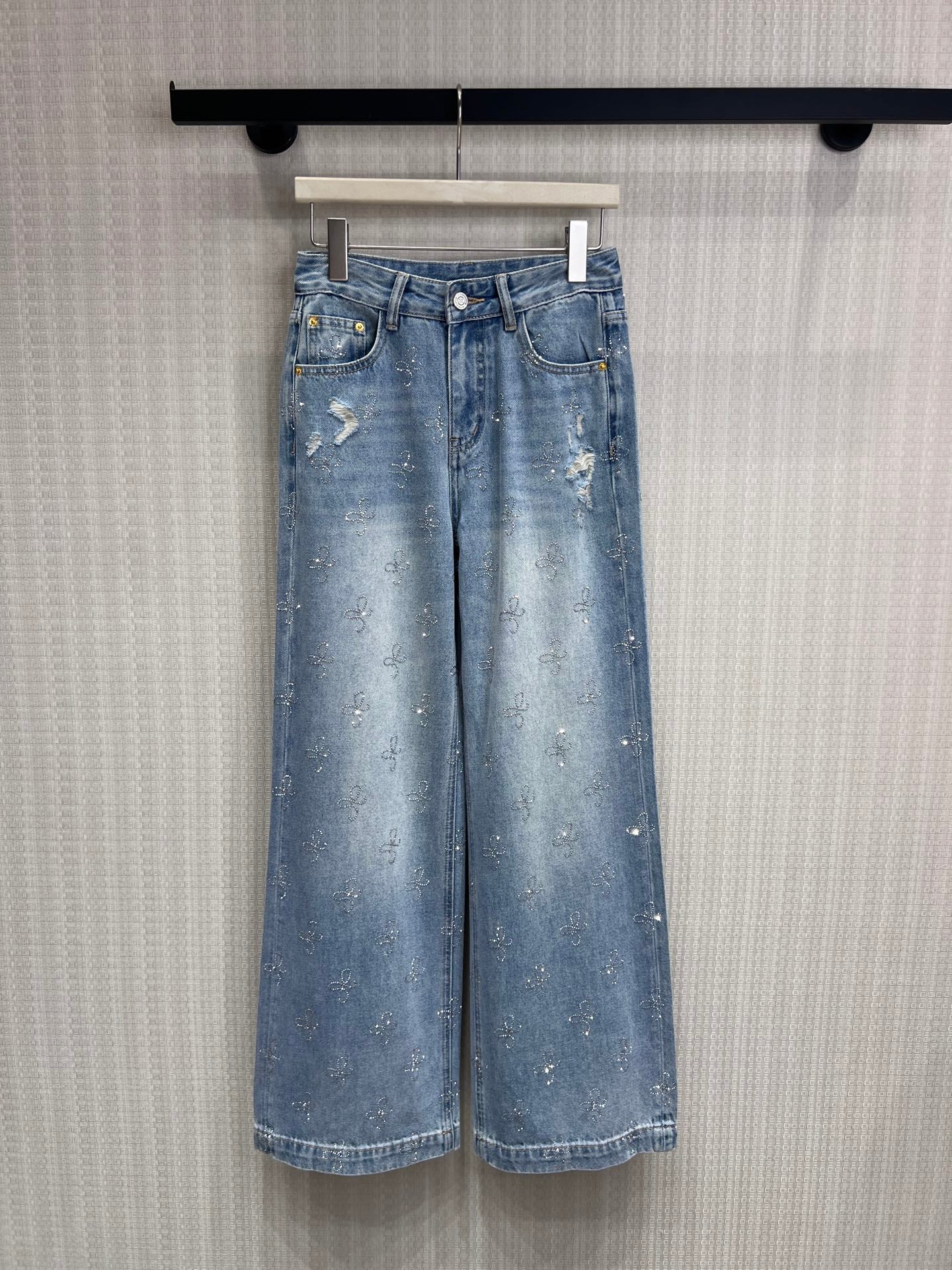 Annsevenwang Wide-Leg Jeans Light Blue Denim 370097