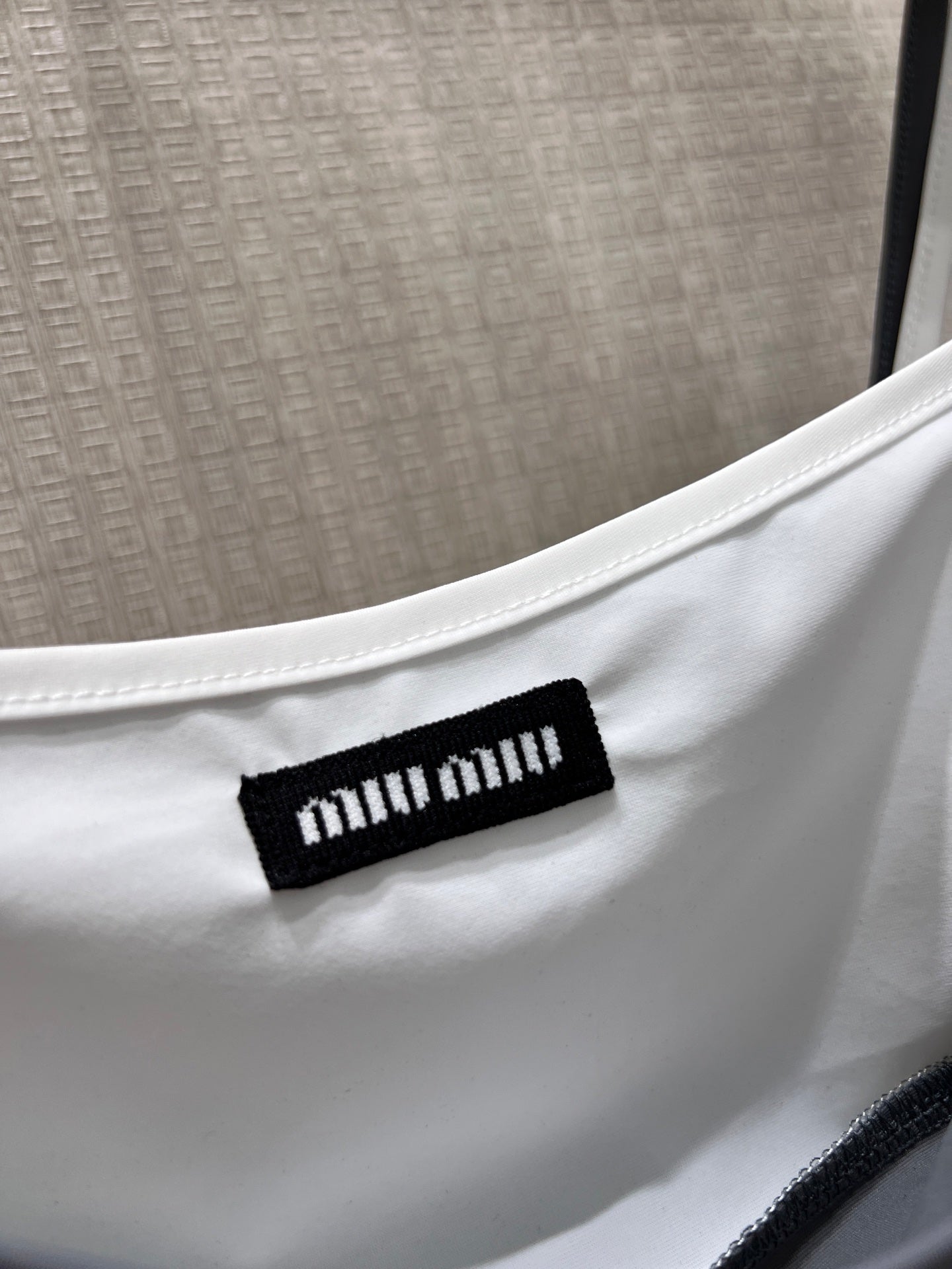 Miu Stretch Jersey Top Gray Nylon 394258