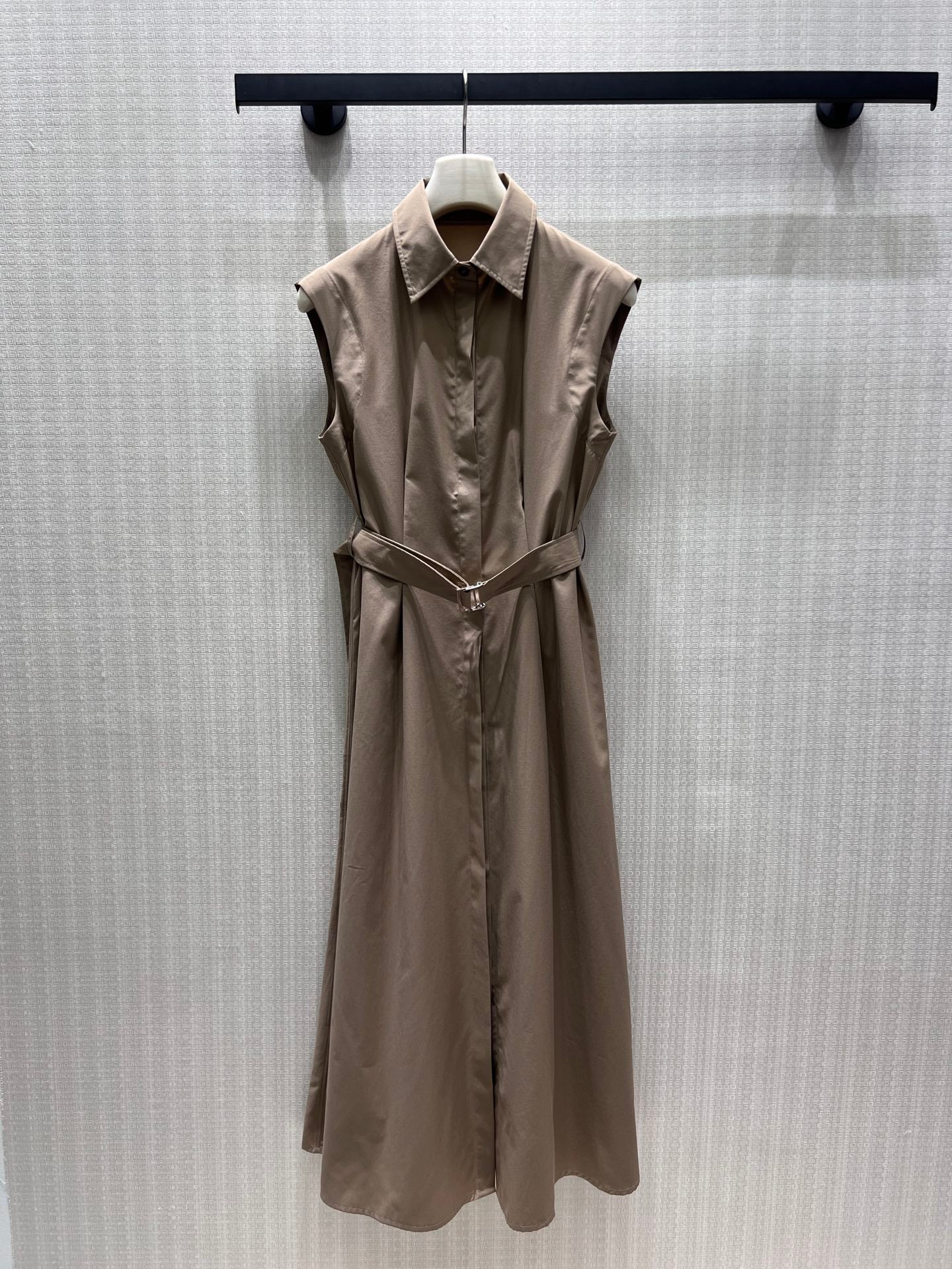 Brunello Cucinelli 26s Belted Shirt Dress Taupe Polyamide Cotton 397703