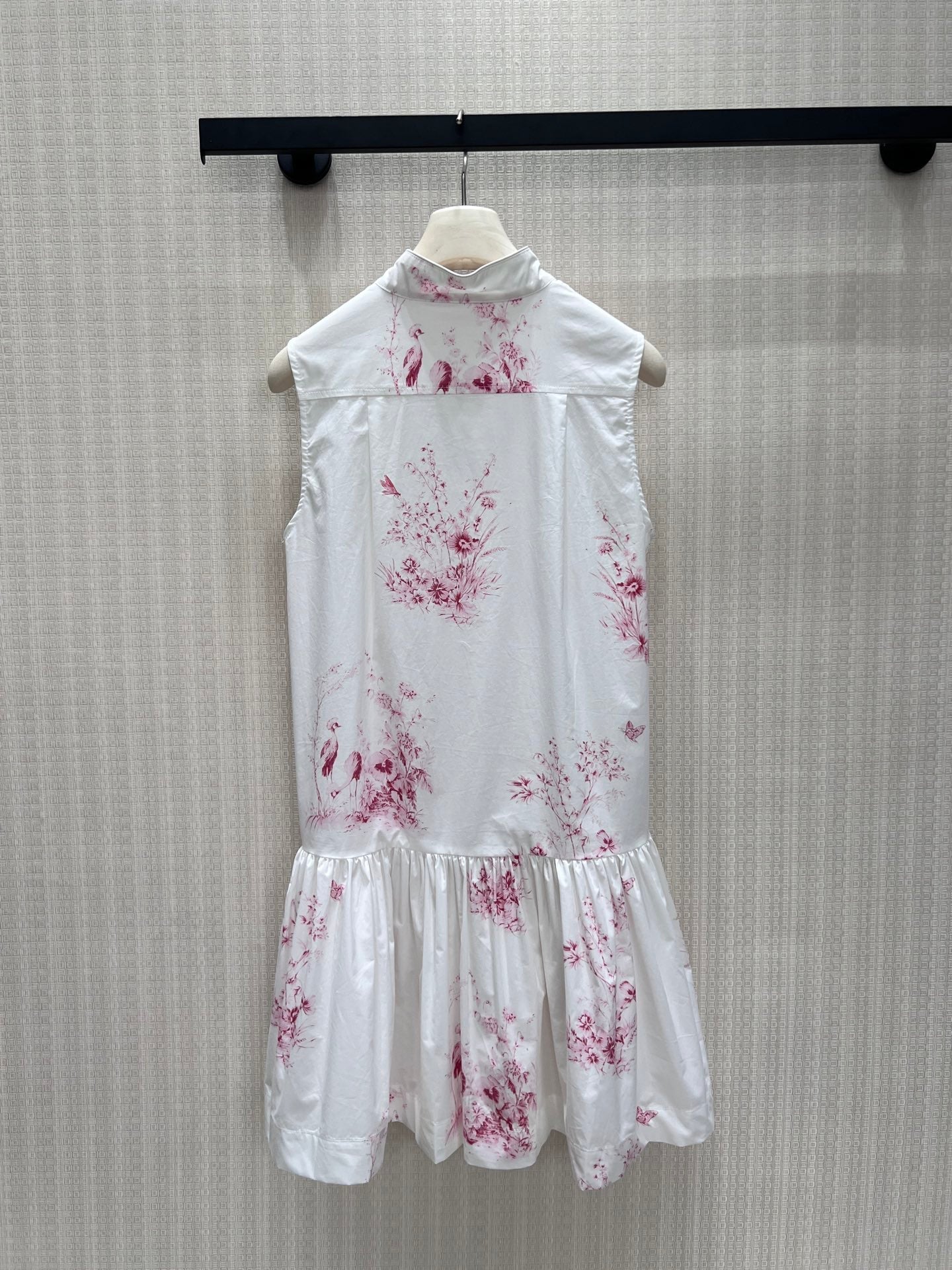 CD 26s Dioriviera Short Flared Dress White Pink Cotton 402809