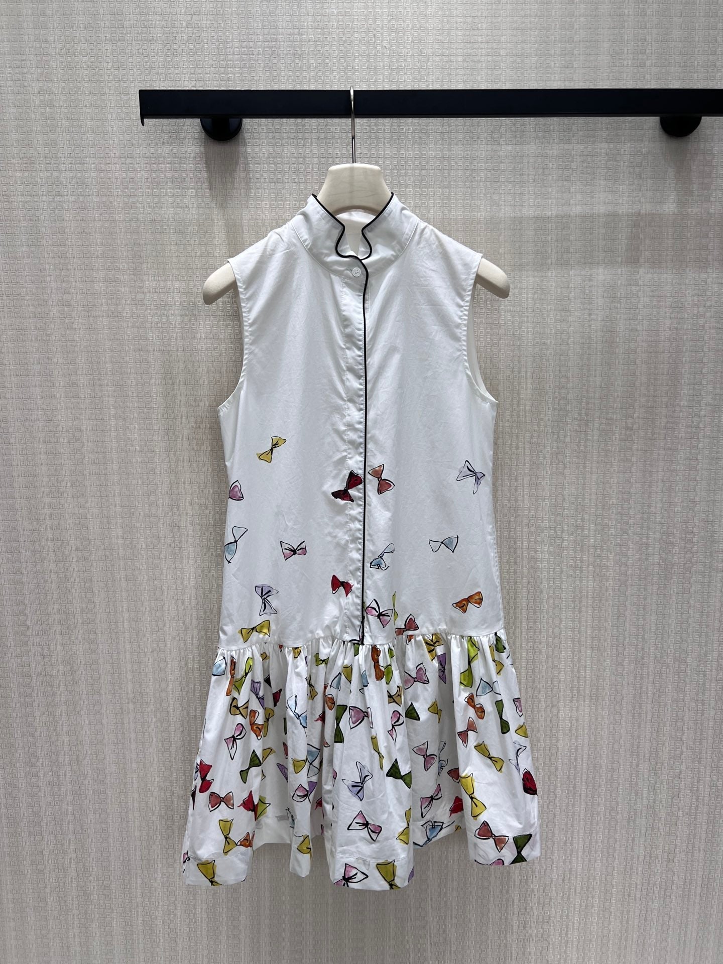 CD 26s Dioriviera Short Flared Dress White Multicolor Cotton 402806