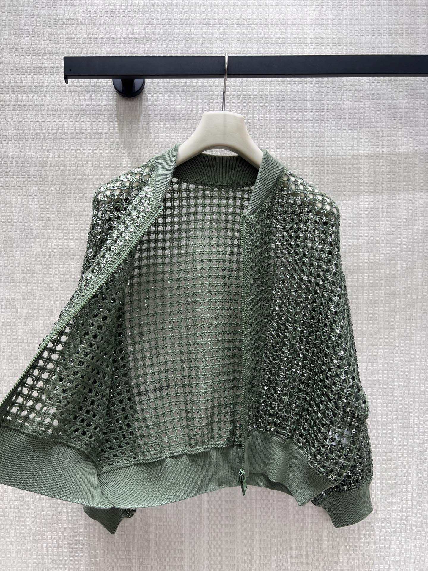 BC Dazzling Net Embroidery Cardigan Green Linen 402803