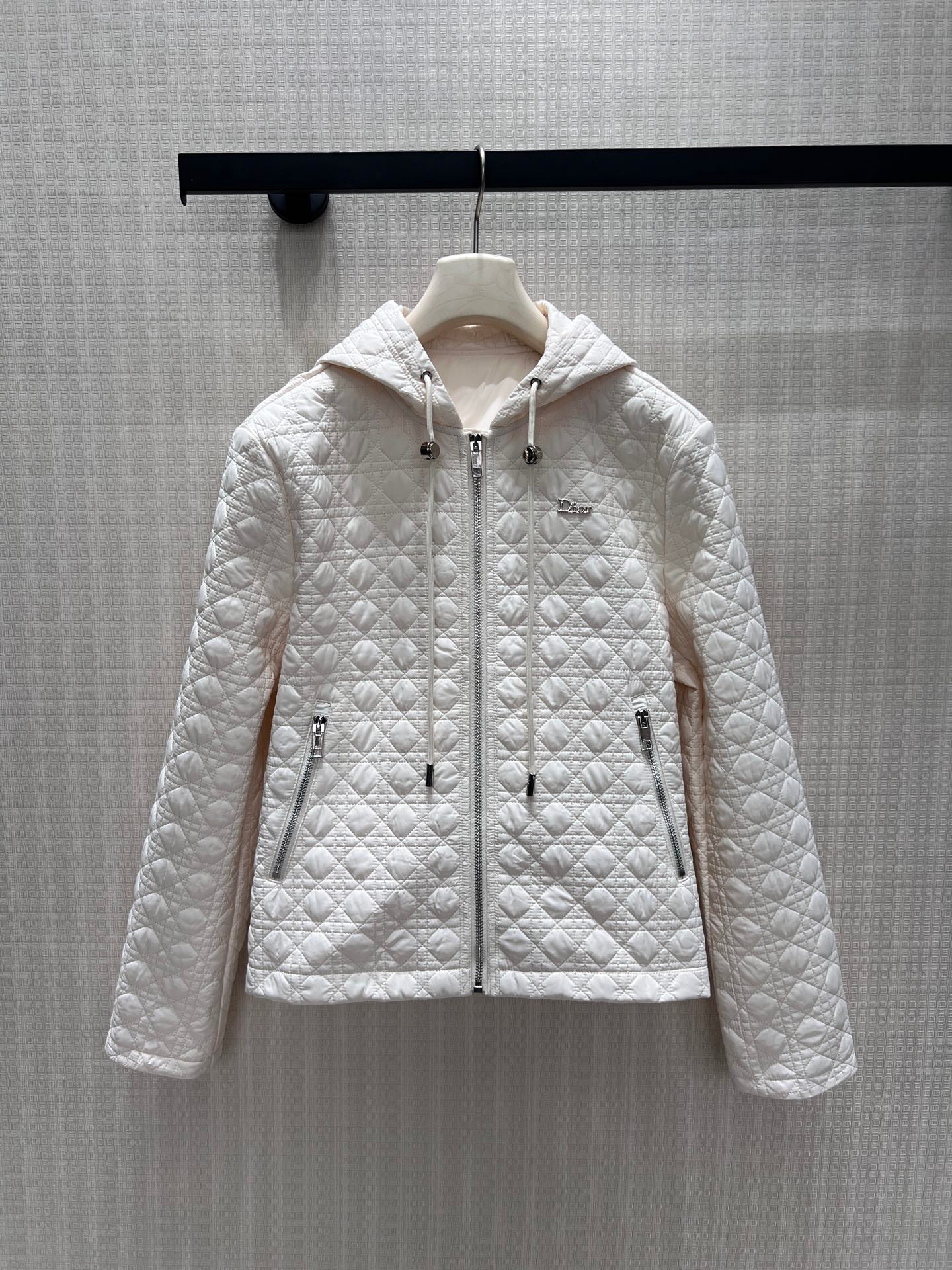 CD 26s Zipped Macrocannage Jacket Cream Quilted Technical Taffeta 420989