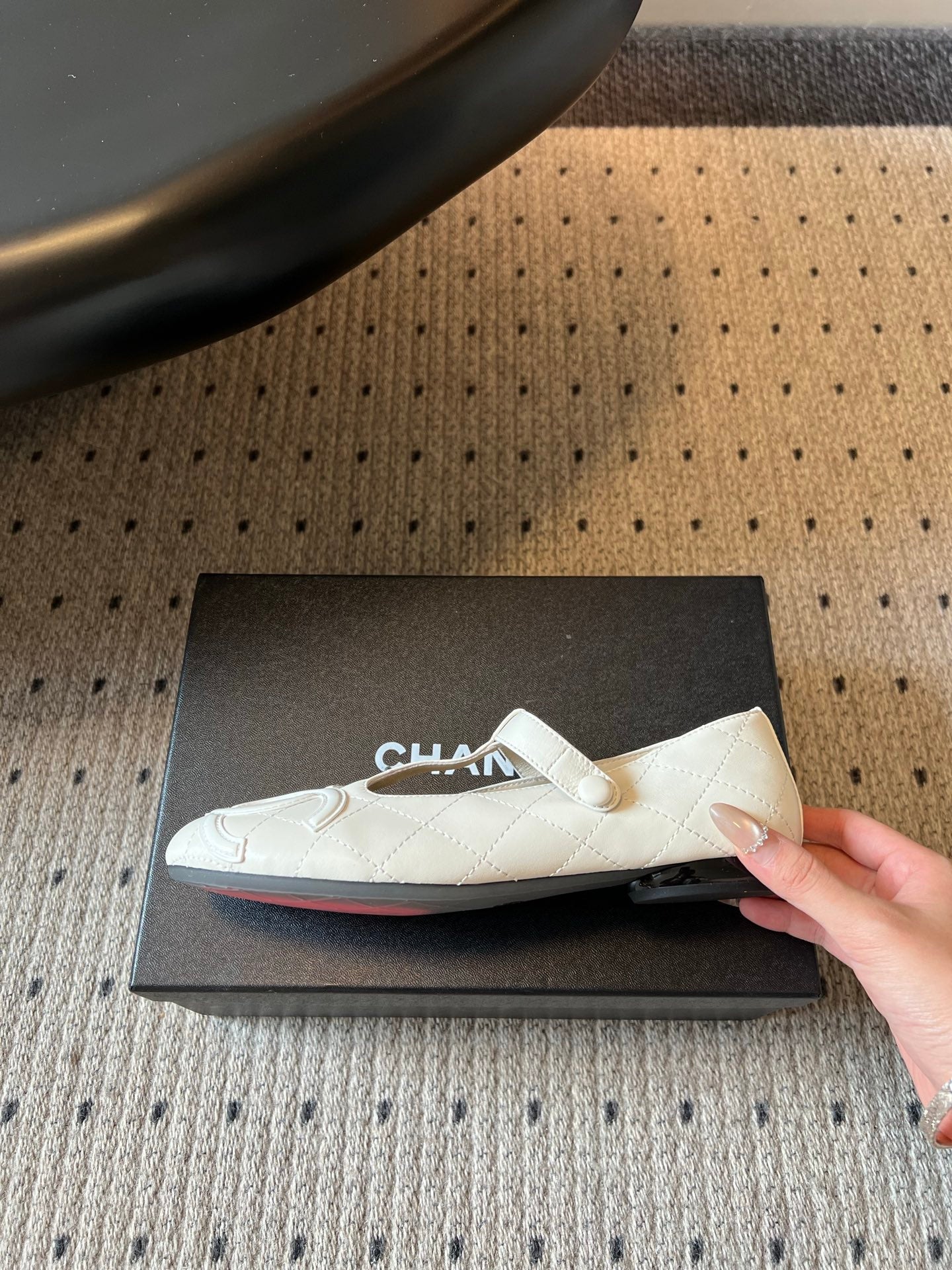 CC 26s Ligne Cambon Mary Jane Flats Cream Lambskin 984334