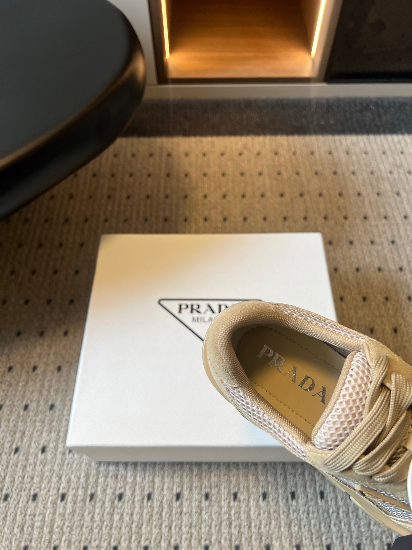 Prada 26s Monolith Sneakers Khaki Suede Mesh Fabric 971699