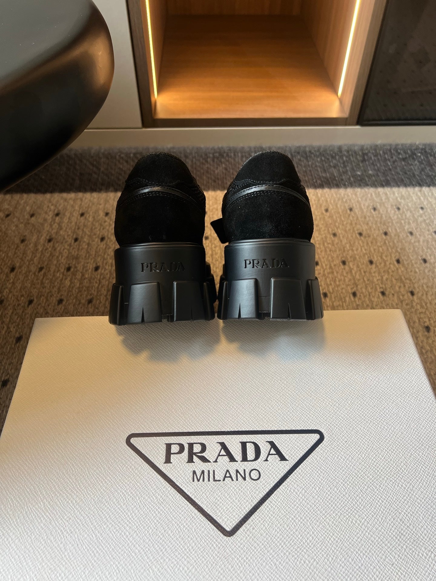 Prada 26s Monolith Sneakers Black Suede Mesh Fabric 971701