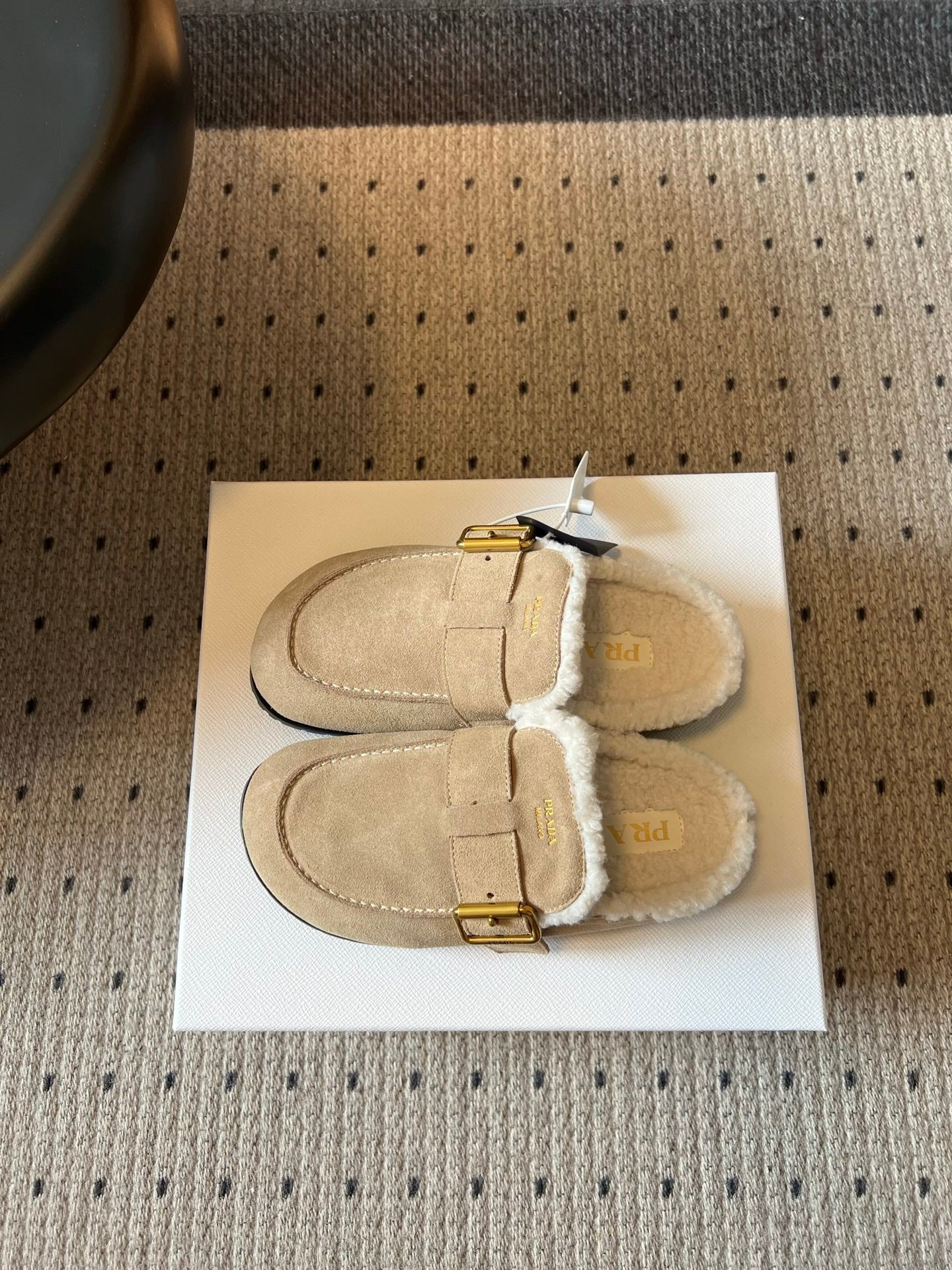 Prada 26s Clogs Desert Suede Suede Shearling 971698