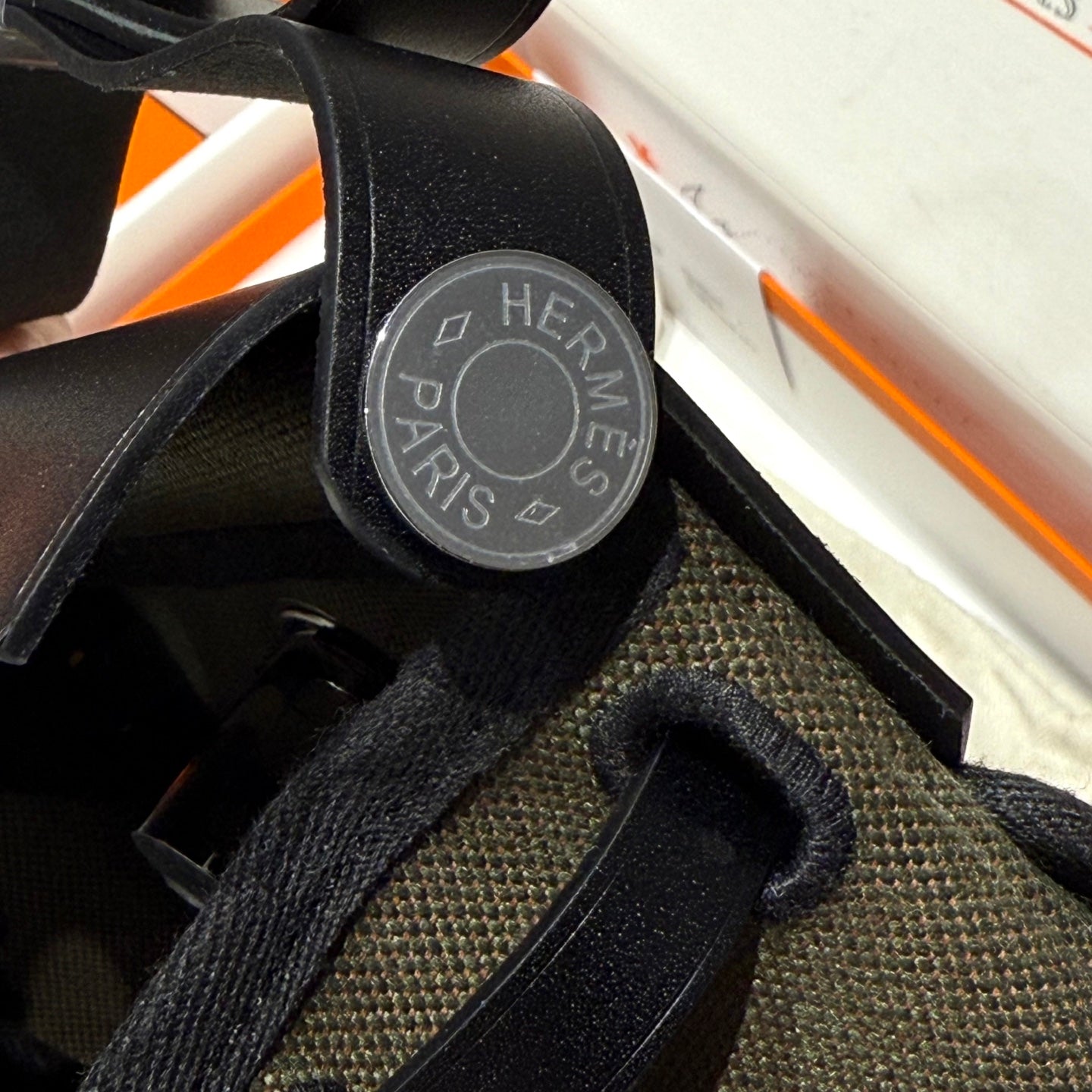 HM Herbag Silver Buckle 20 Army Green Canvas and Hunter Cowhide 243350