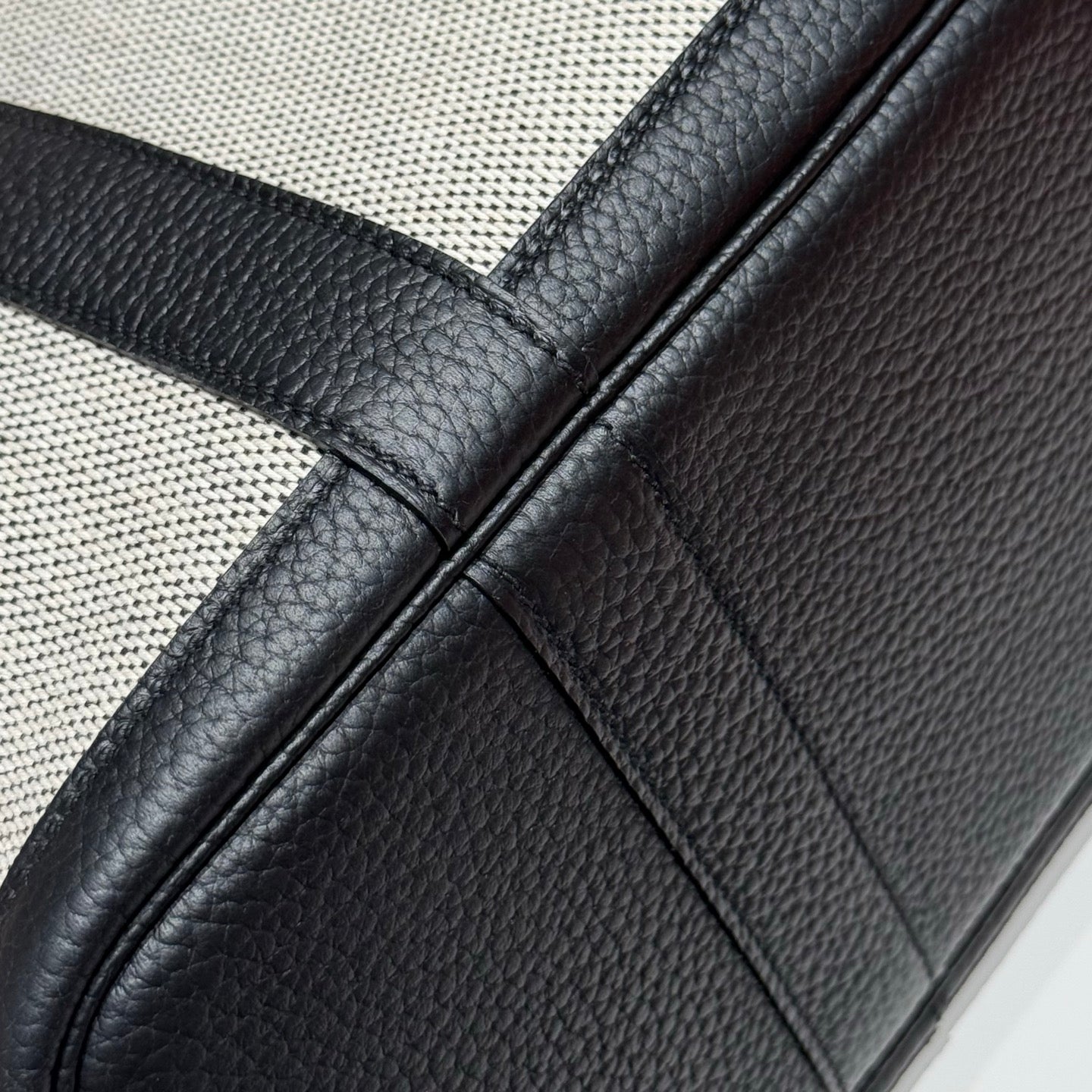 HM Garden Party 30cm Bag Black Togo Dark Grey Canvas