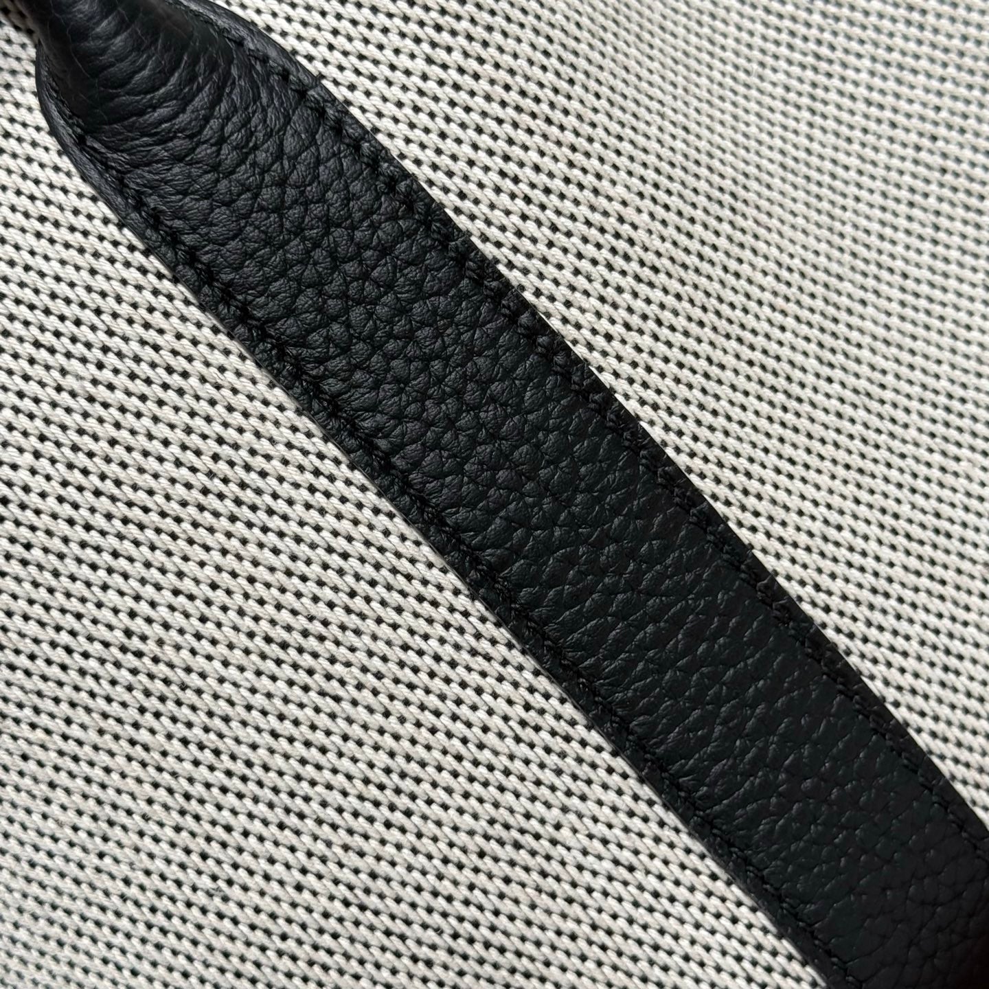 HM Garden Party 30cm Bag Black Togo Dark Grey Canvas