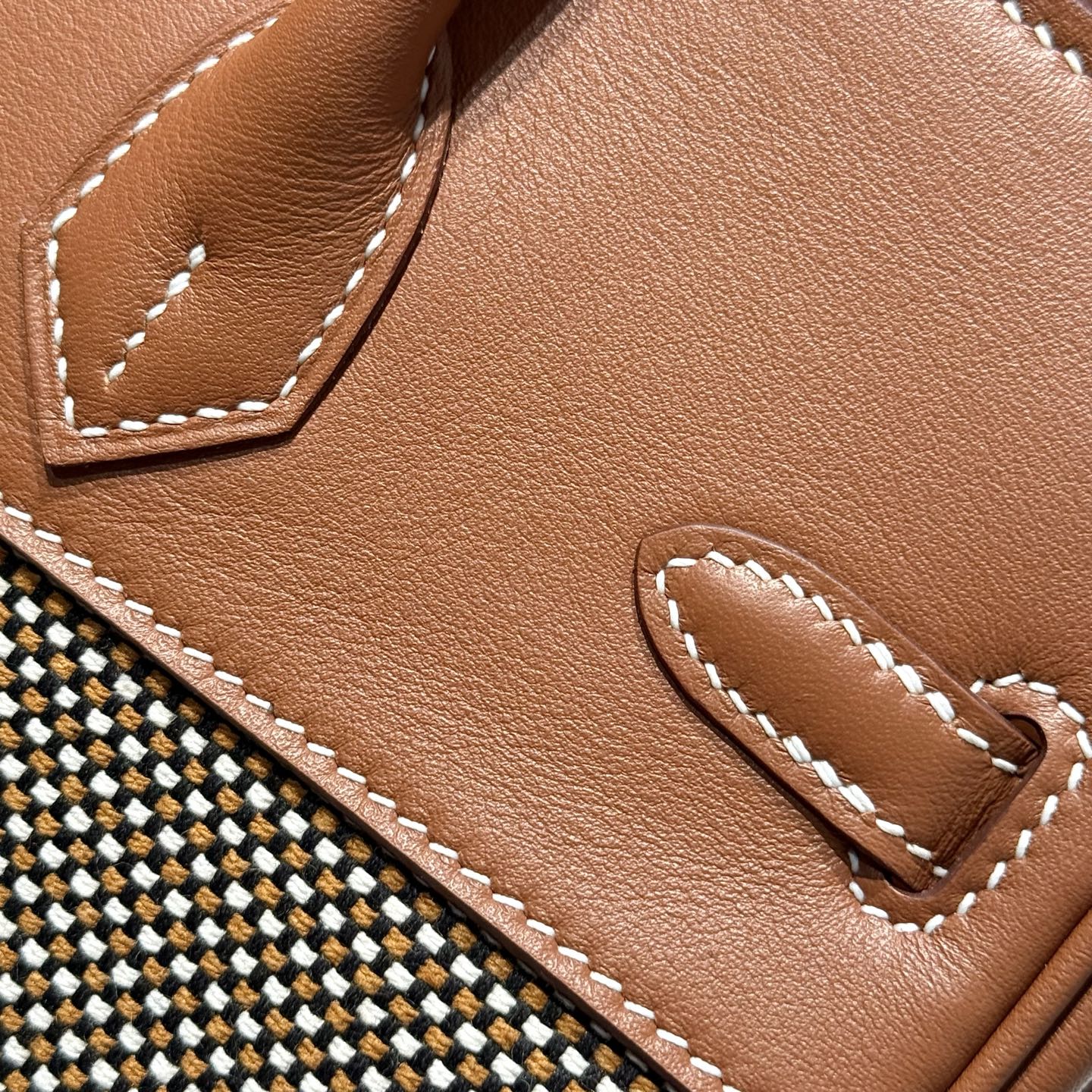 HM Birkin 25cm Golden Brown Swift Cowhide With Waffe Brown Canvas Fabric Shw 249988