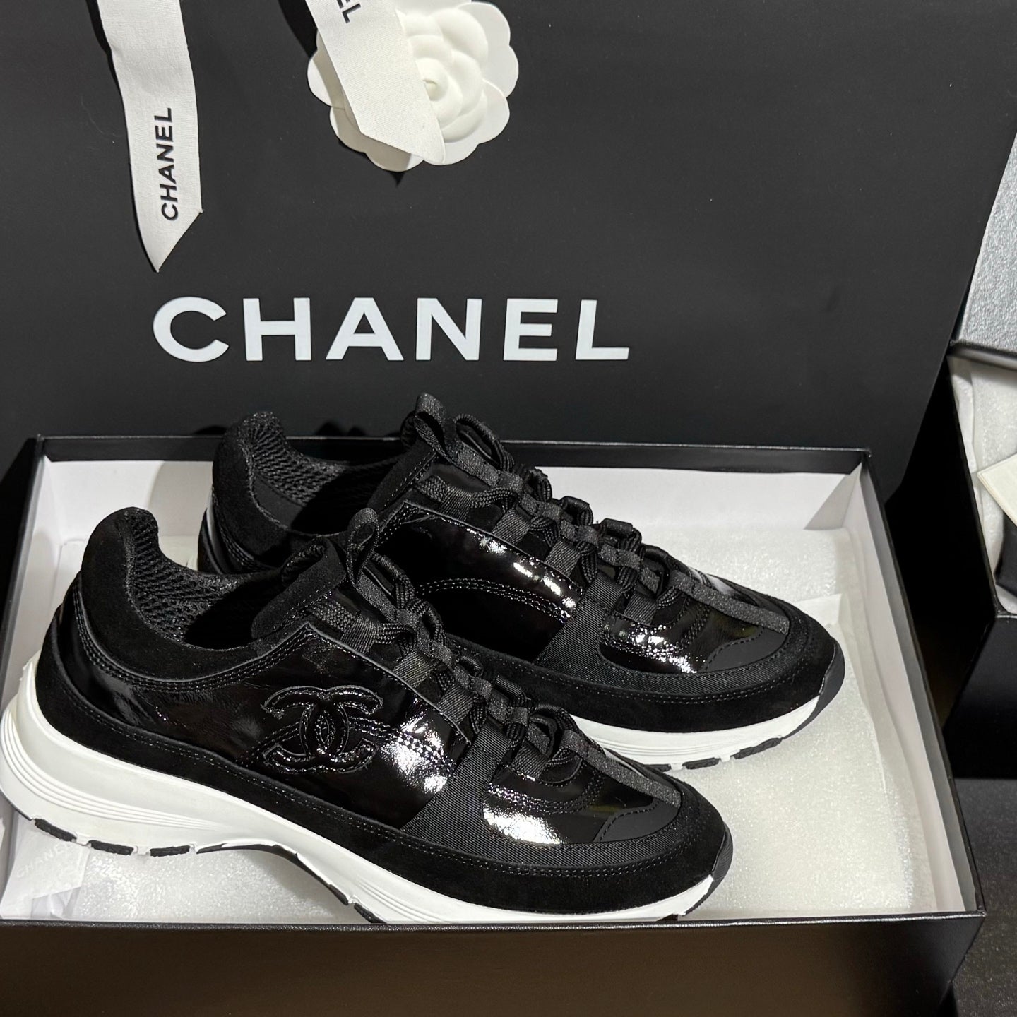 CC 25A Trainers Black Laminated Calfskin And Suede Calfskin 352121