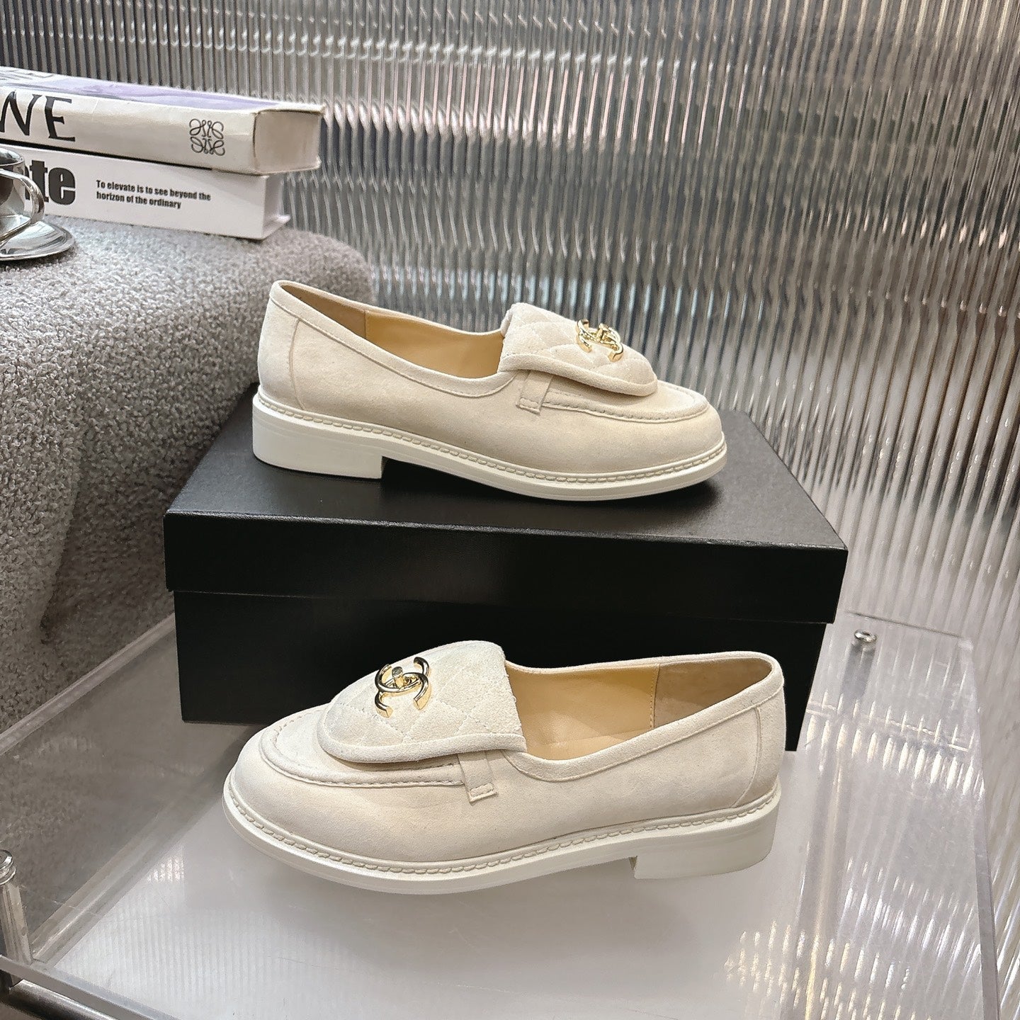 CC SS26 Loafers Ivory Suede 678937