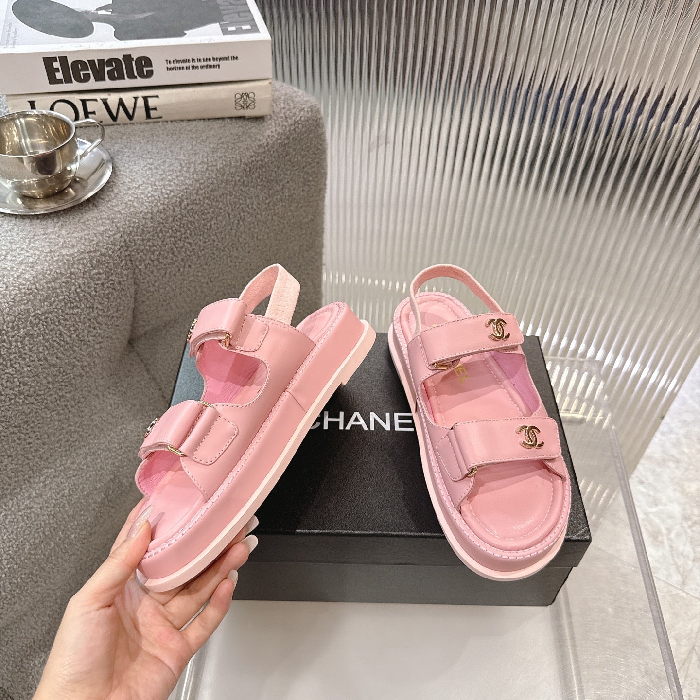 CC SS26 Dad Sandal Light Pink Lambskin 678943