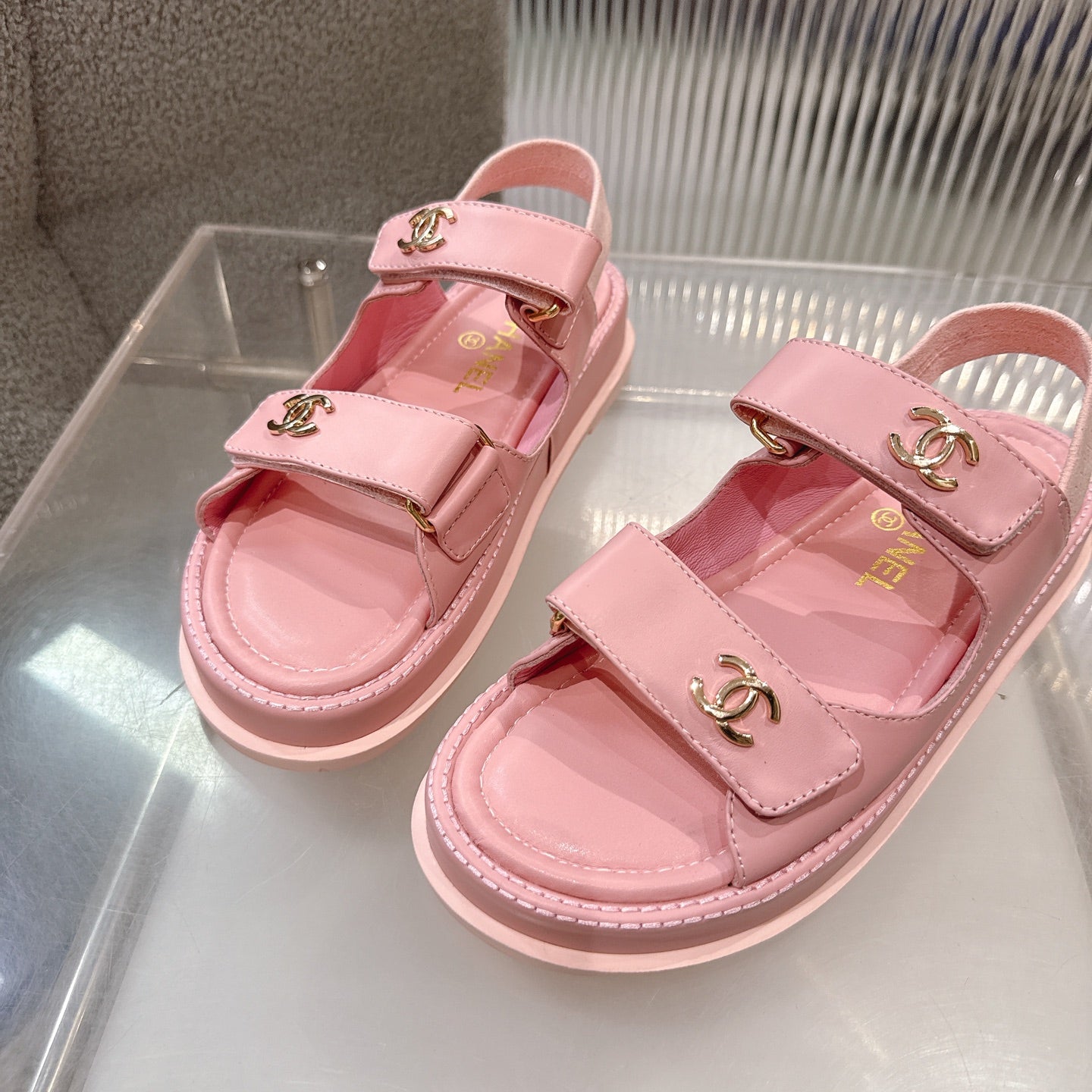 CC SS26 Dad Sandal Light Pink Lambskin 678943