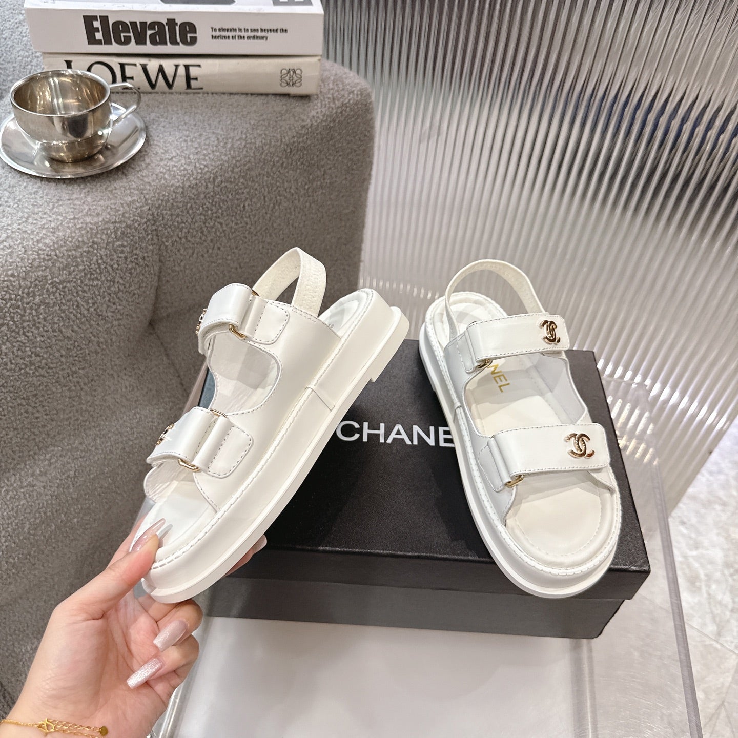 CC SS26 Dad Sandal White Lambskin 678944