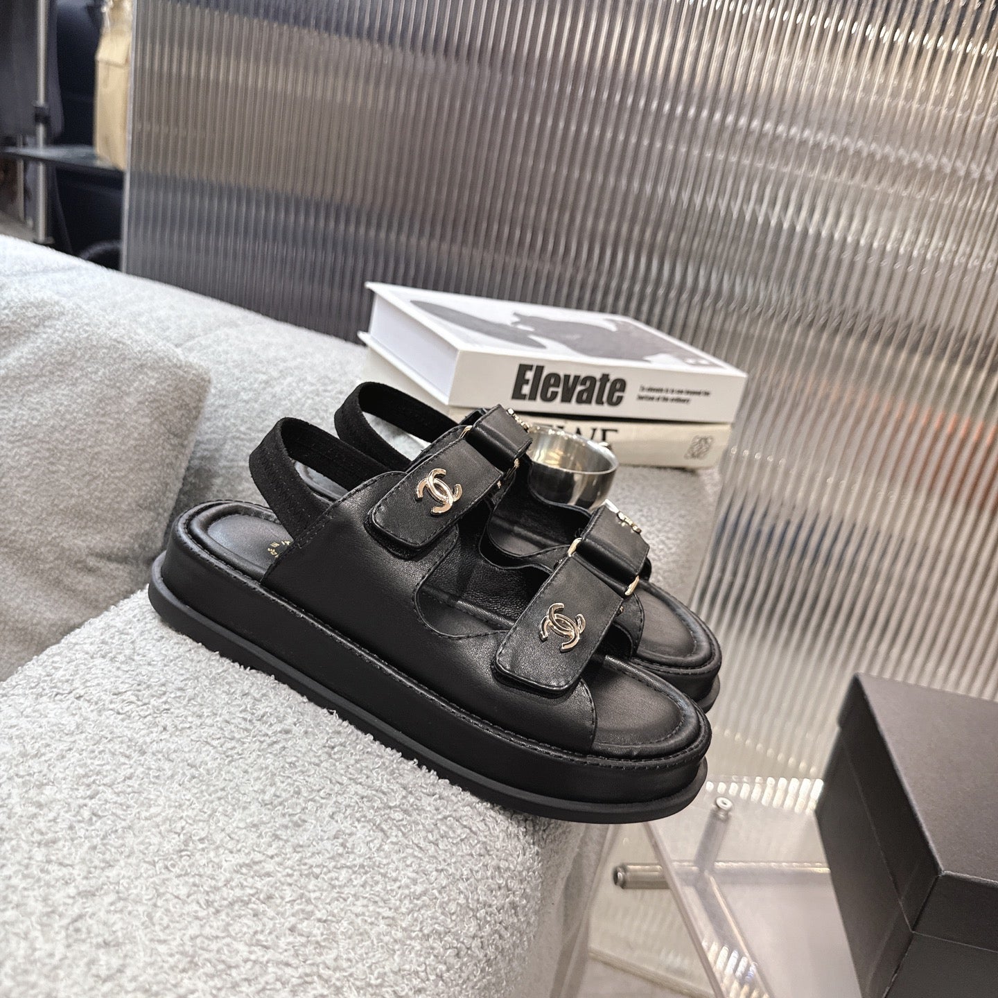 CC SS26 Dad Sandal Black Lambskin 678946
