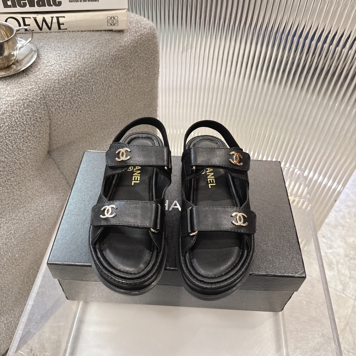 CC SS26 Dad Sandal Black Lambskin 678946