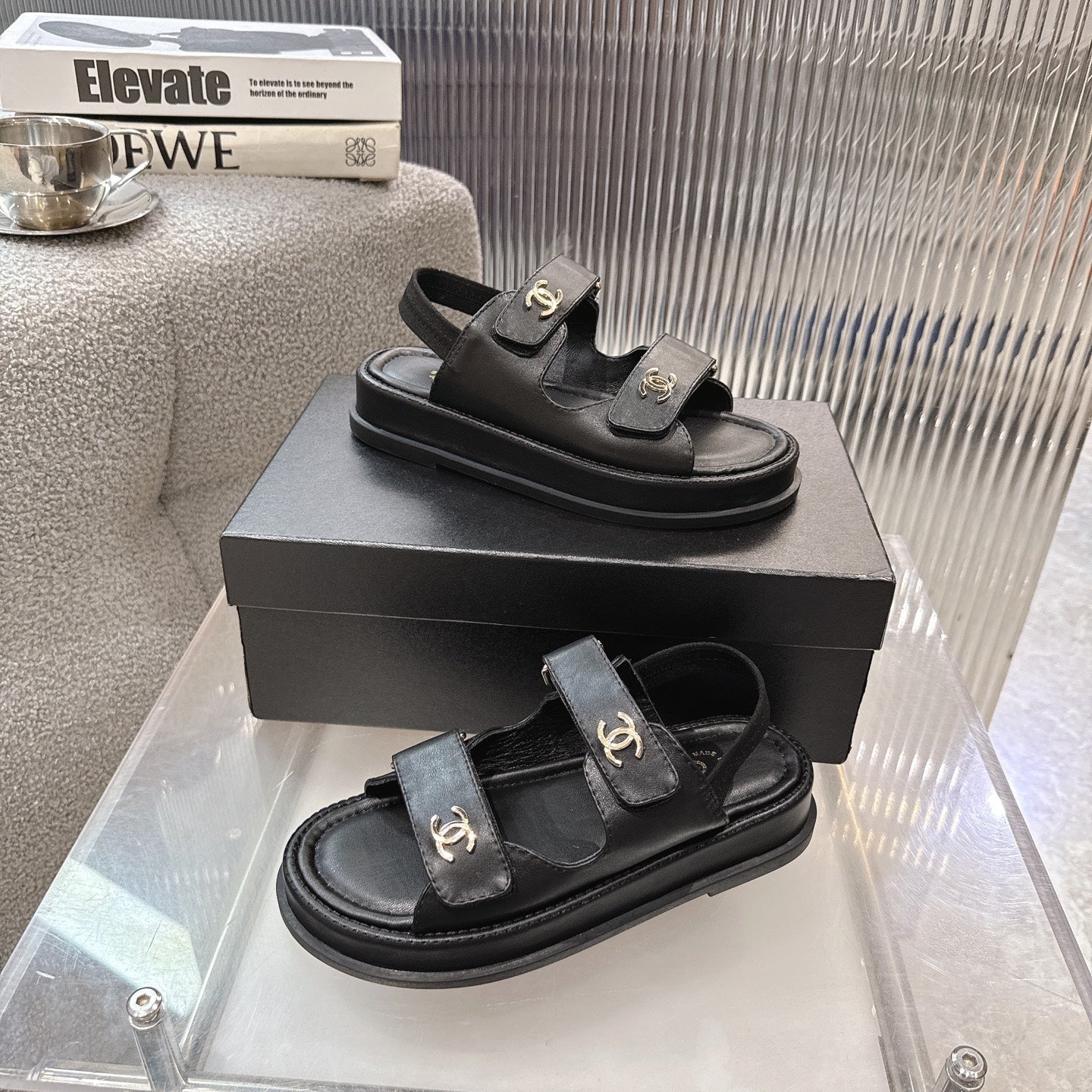 CC SS26 Dad Sandal Black Lambskin 678946