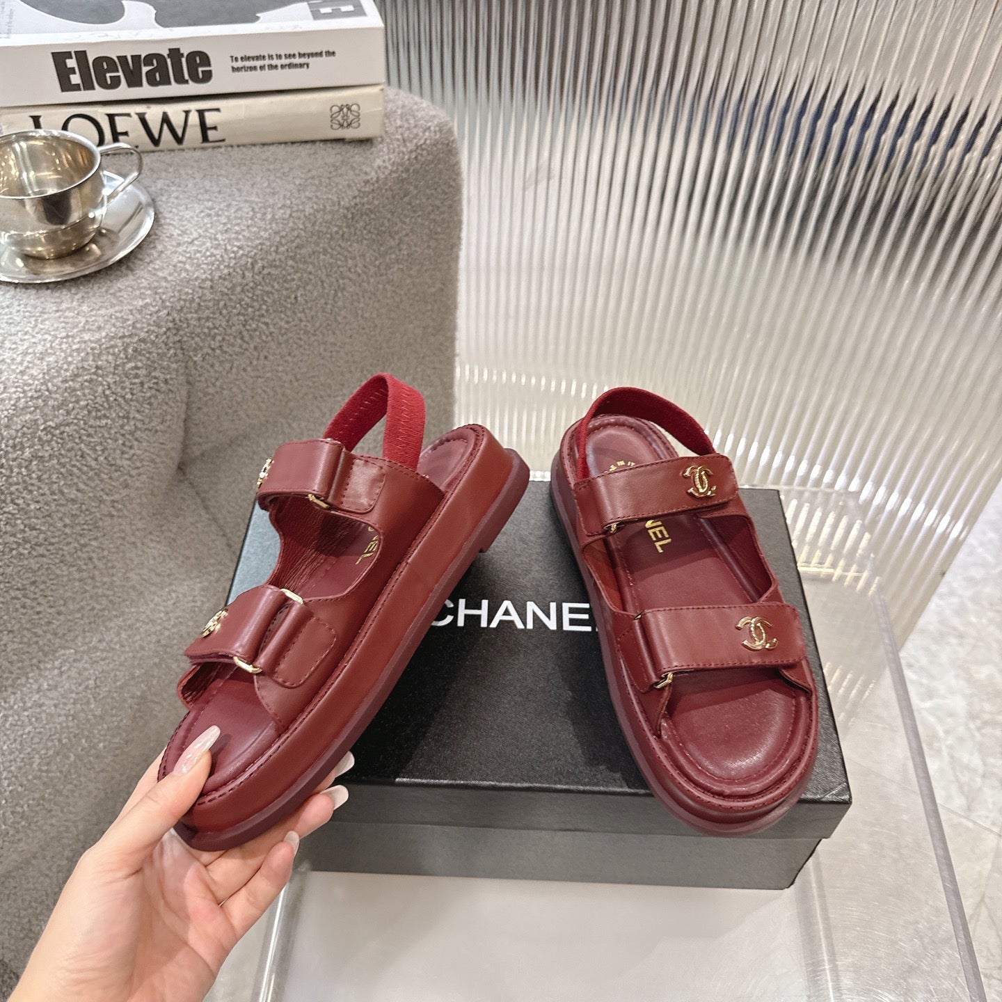 CC SS26 Dad Sandal Burgundy Lambskin 678945