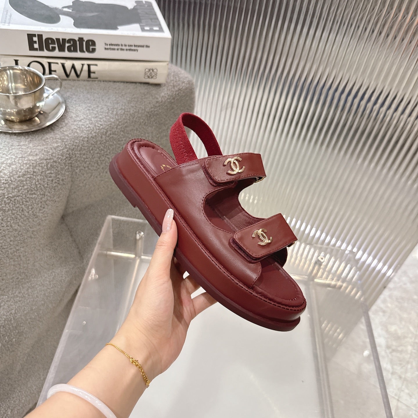 CC SS26 Dad Sandal Burgundy Lambskin 678945