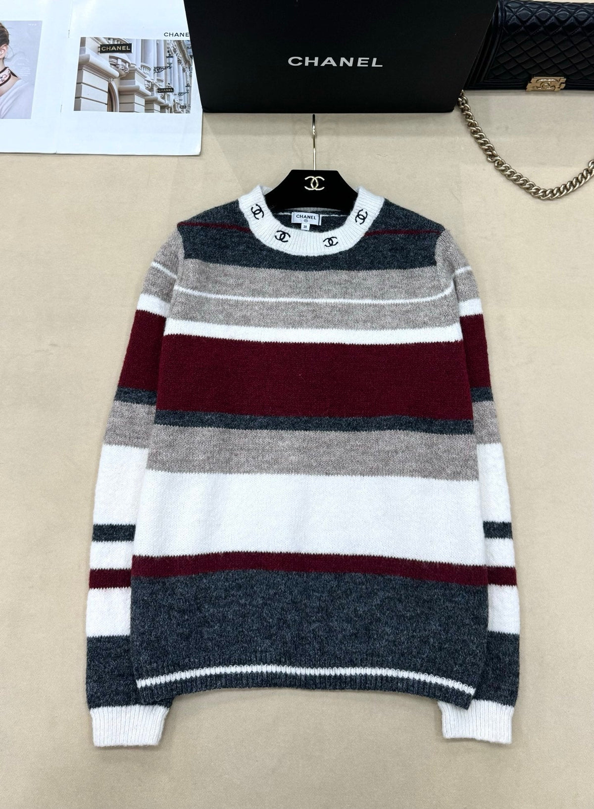 Chanel 26s Sweater Multicolor Striped Knit 448127