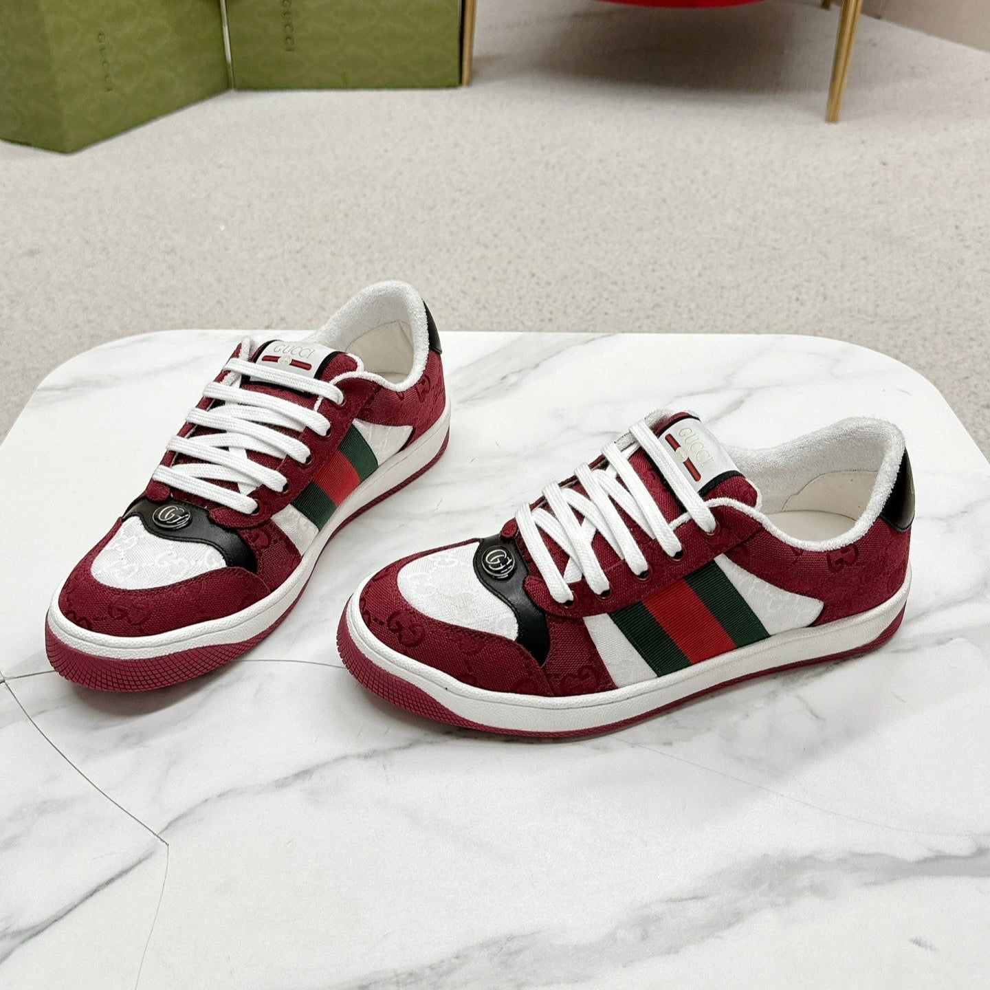 GG Sneaker Burgundy White Canvas