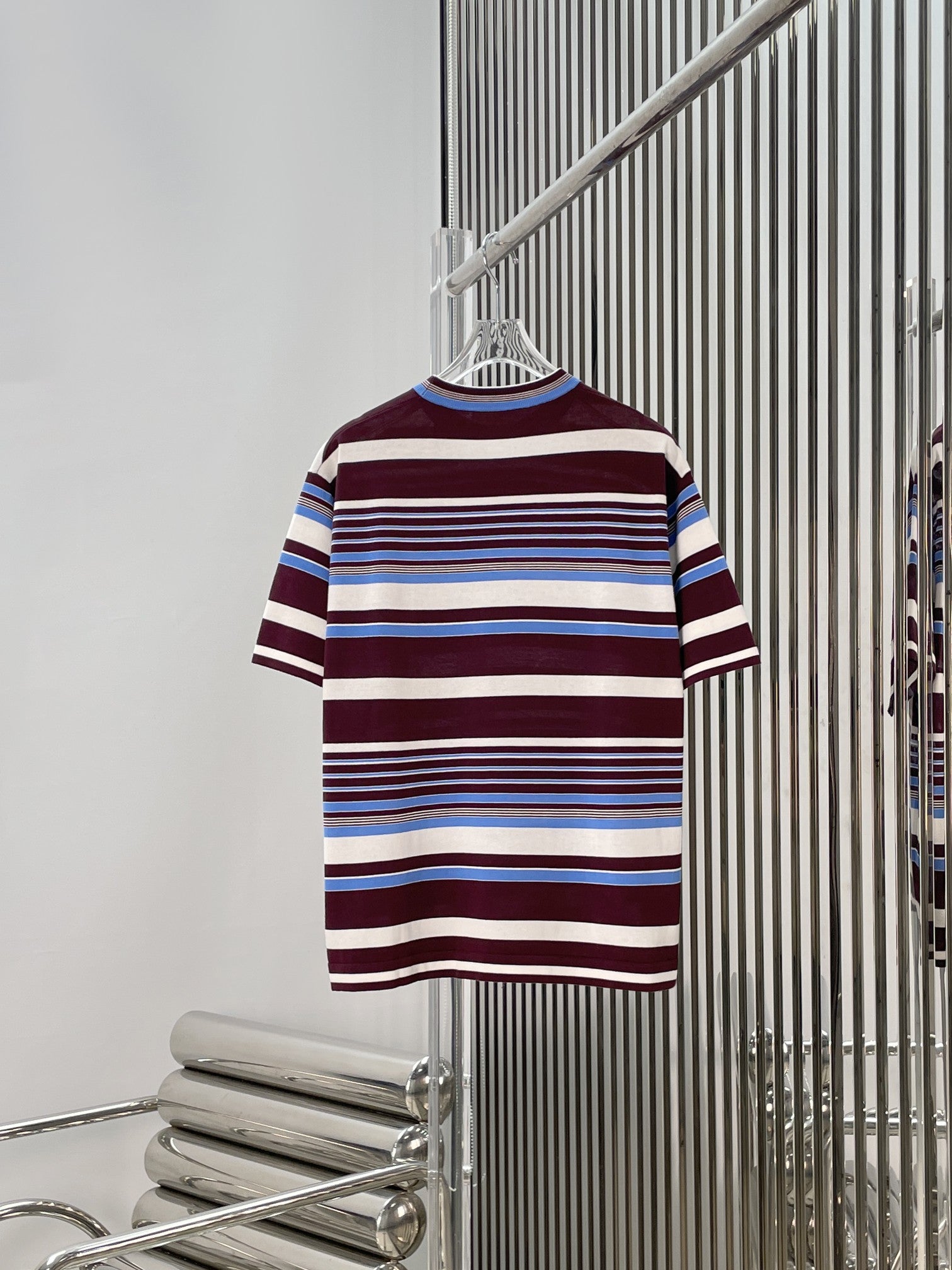 Prada Striped Crew-Neck Sweater Cotton
