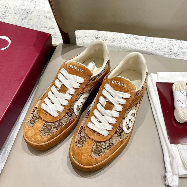 GG 26 Sneaker Camel Brown Canvas Suede 632820