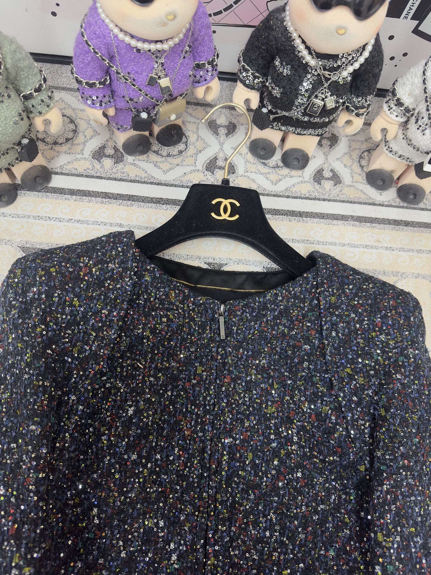 CC Tweed Short Sleeve Dress Multicolor Polyester Polyamide 251864