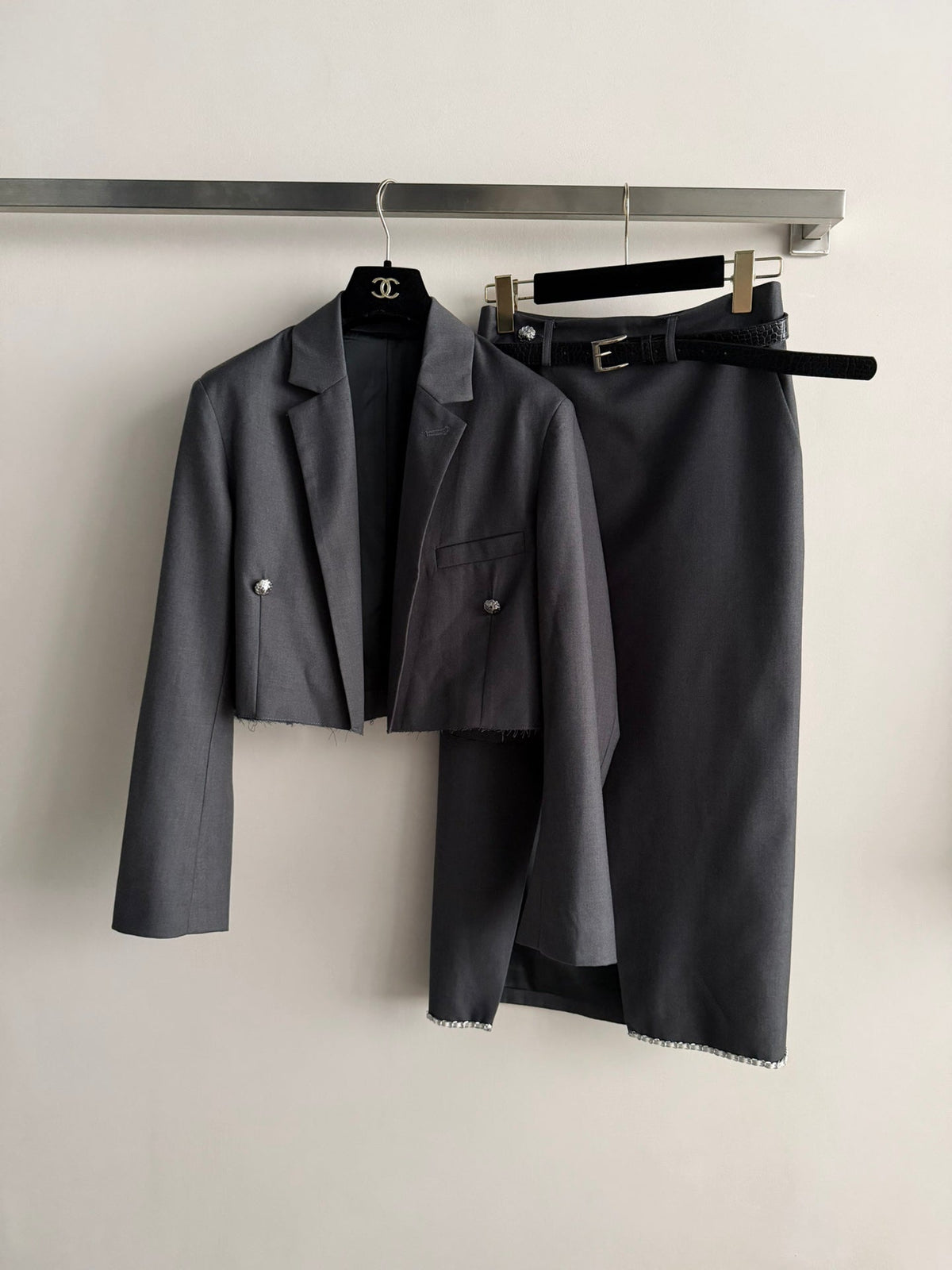 Chanel 26s Suit Grey Cotton 447208