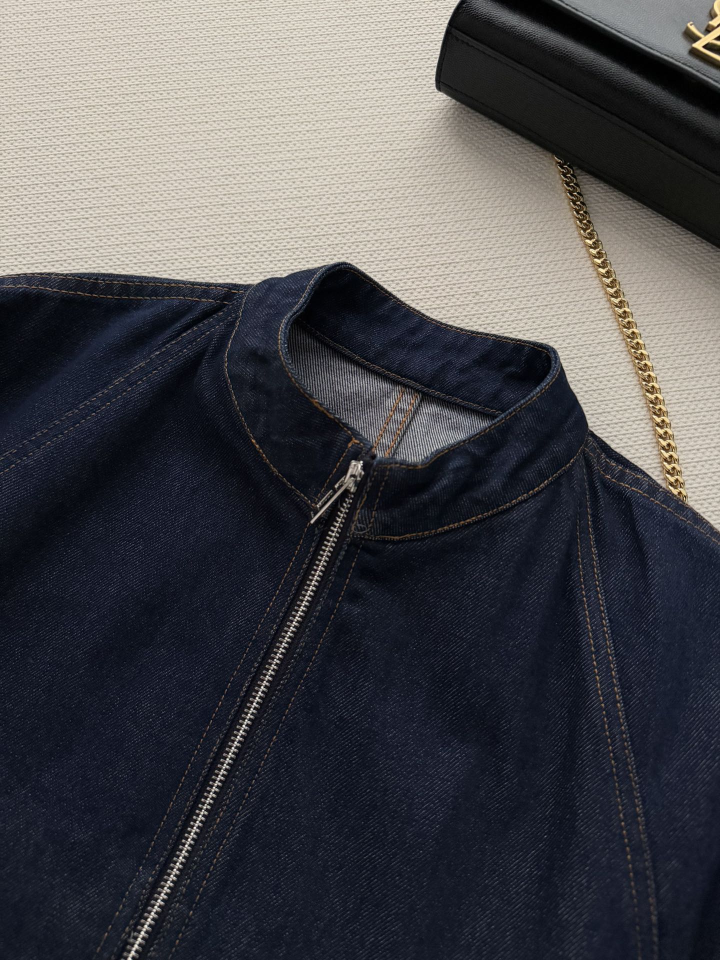 Alaia 26ss Stand-Collar Jacket Blue Denim 352935