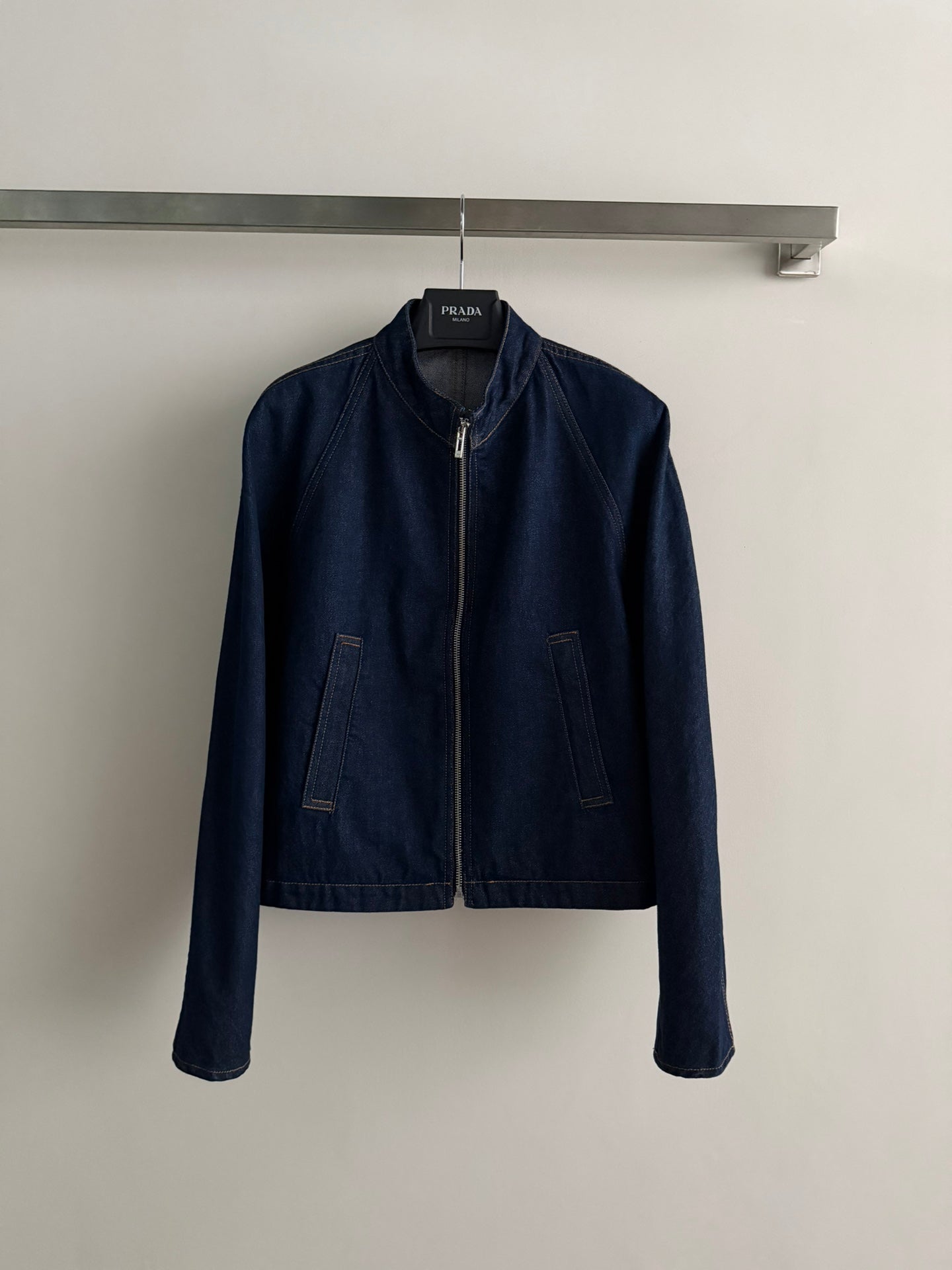 Alaia 26ss Stand-Collar Jacket Blue Denim 352935