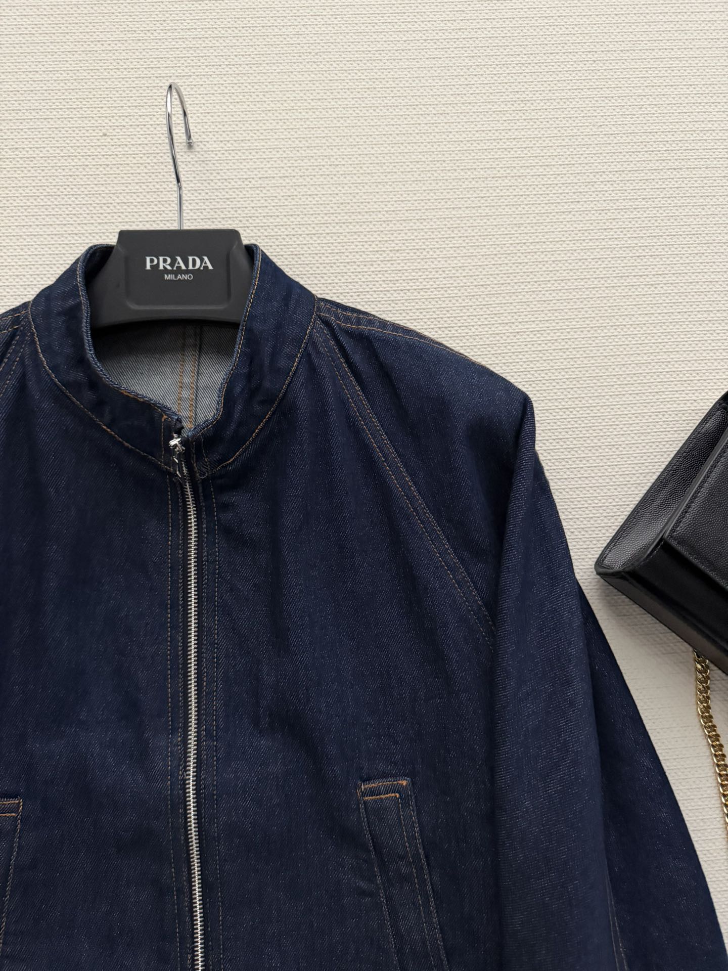 Alaia 26ss Stand-Collar Jacket Blue Denim 352935