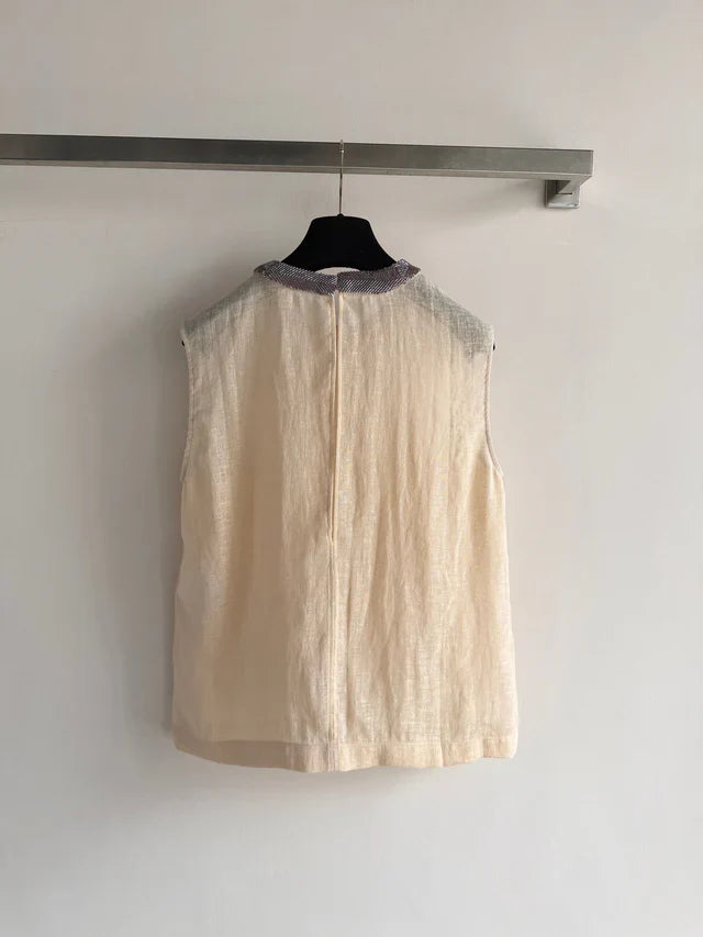 Chanel 26s Sleeveless Linen Top Style 1211