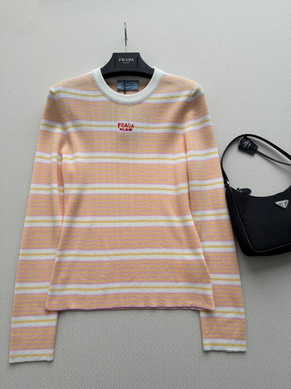 Prada 26s Sweater Orange Striped Knit 447259