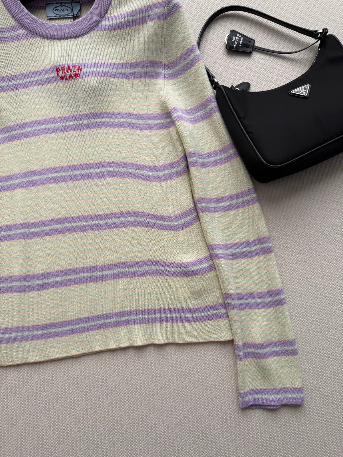 Prada 26s Sweater Yellow Striped Knit 447261