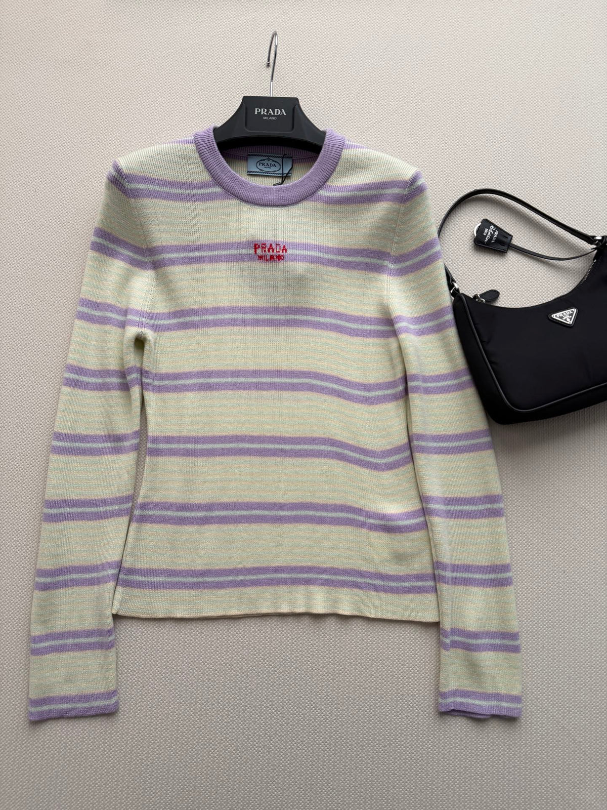 Prada 26s Sweater Yellow Striped Knit 447261