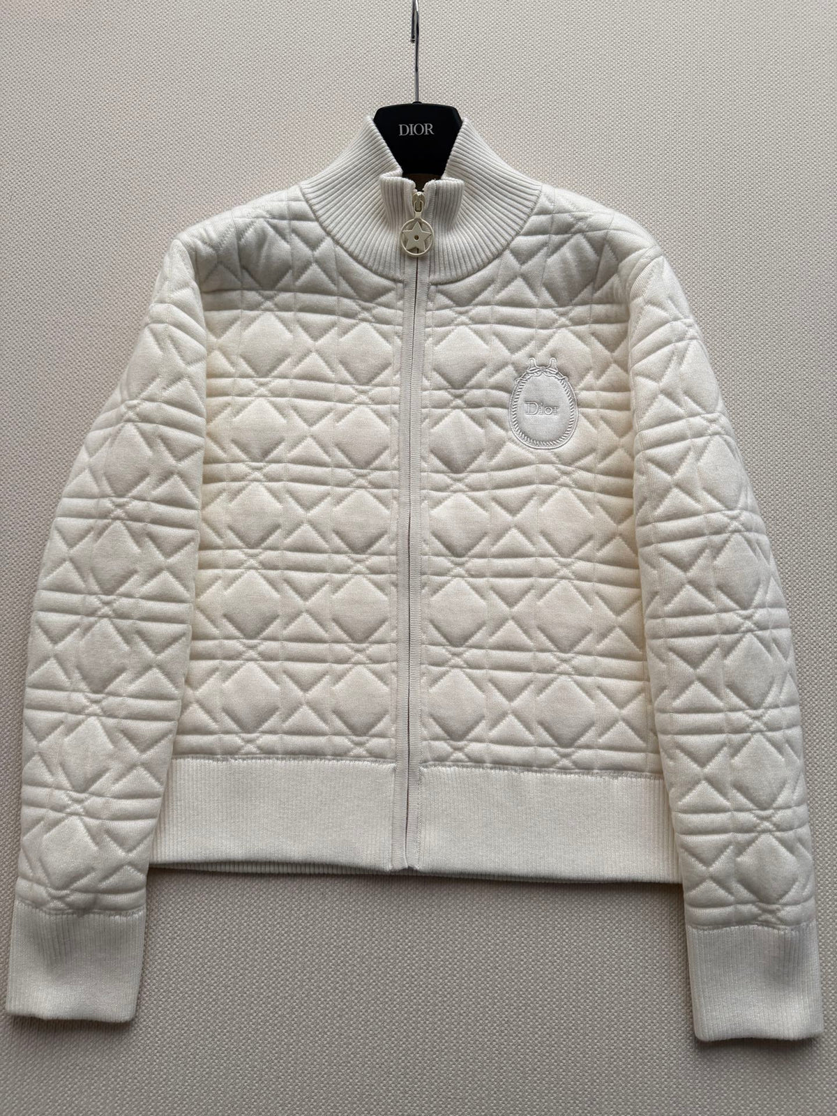 Dior 26s Cardigan White Cannage Knit 447255