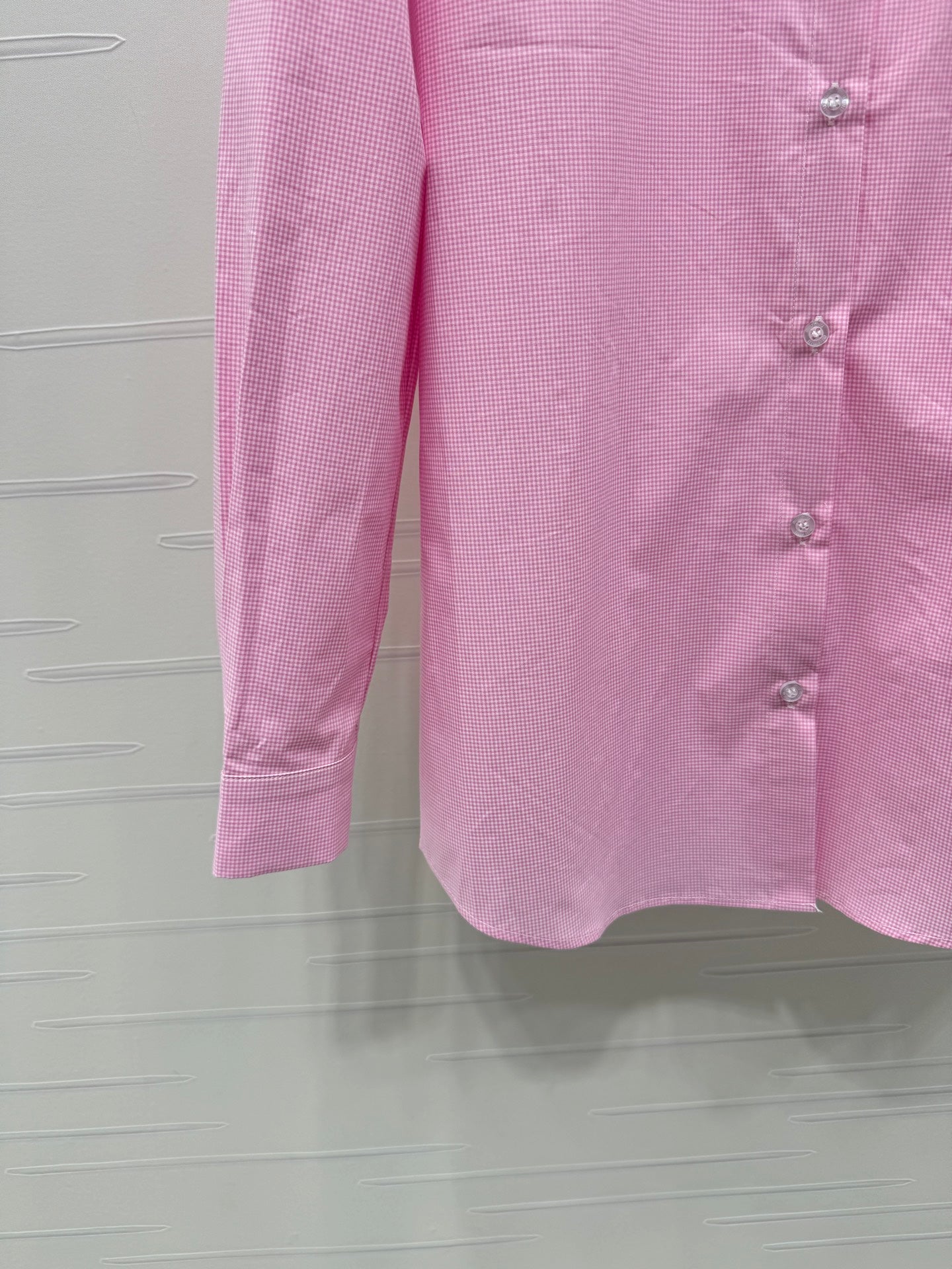Miu Peter Pan Collar Plaid Shirt Pink Cotton 392637