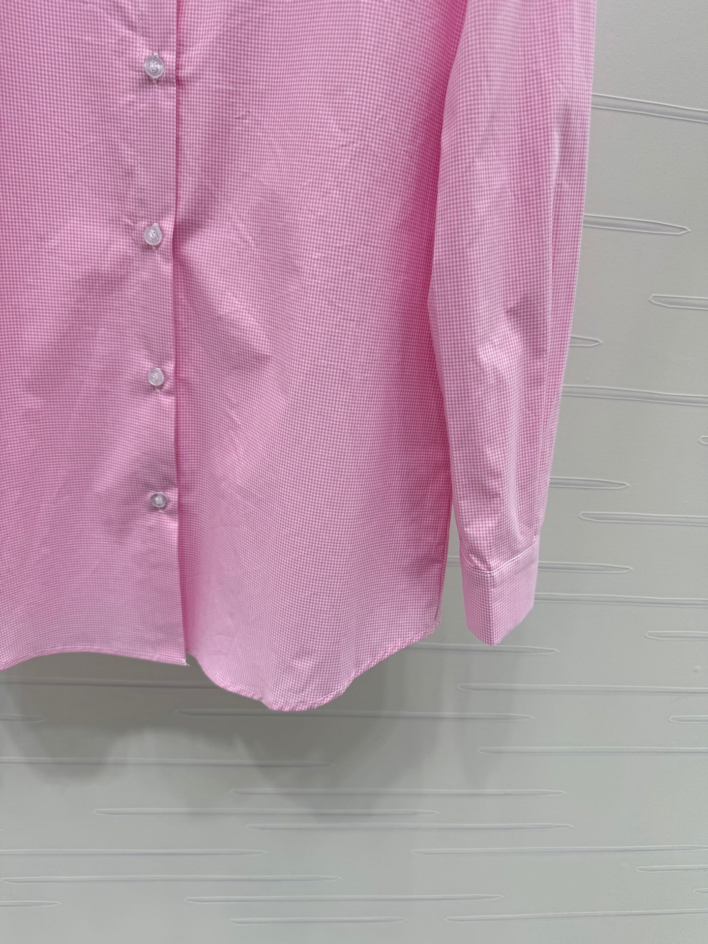Miu Peter Pan Collar Plaid Shirt Pink Cotton 392637