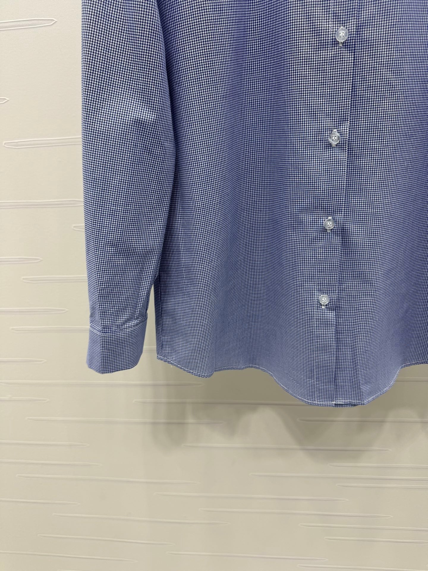 Miu Peter Pan Collar Plaid Shirt Blue Cotton 392635